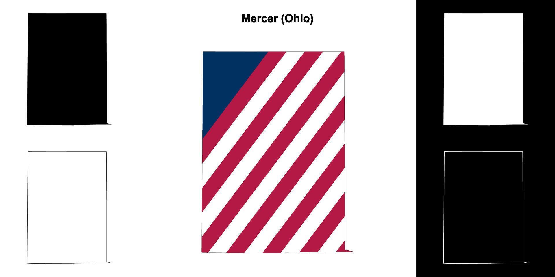 Mercer County, Ohio outline map set vector
