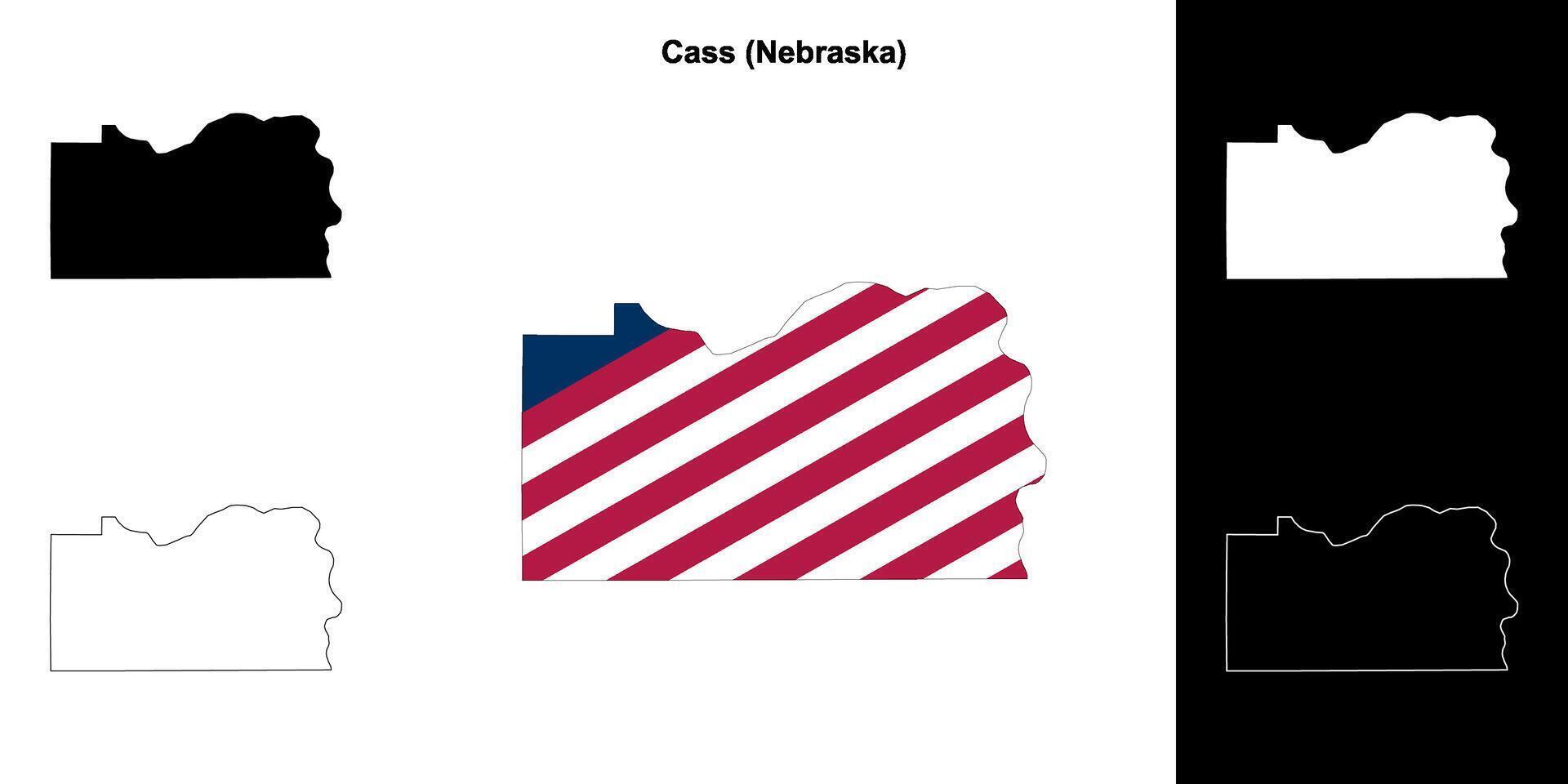 Cass County, Nebraska outline map set vector