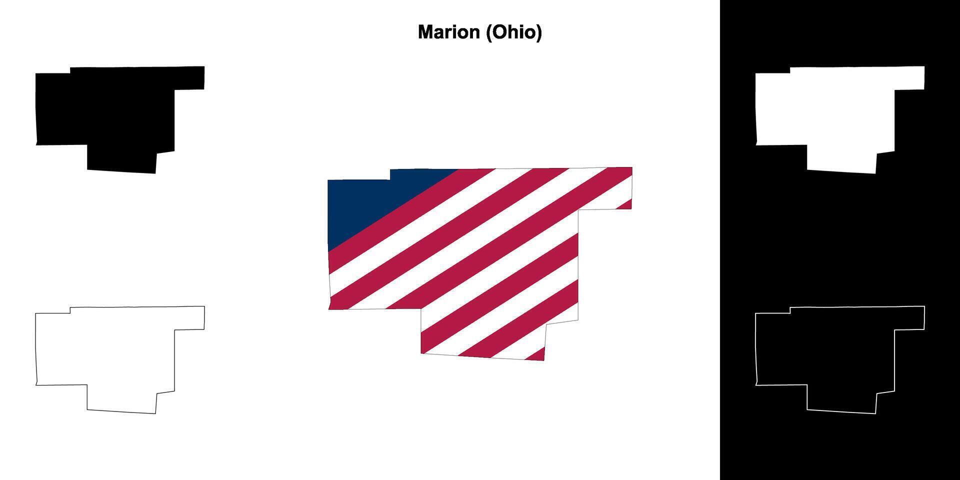 Marion County, Ohio outline map set vector