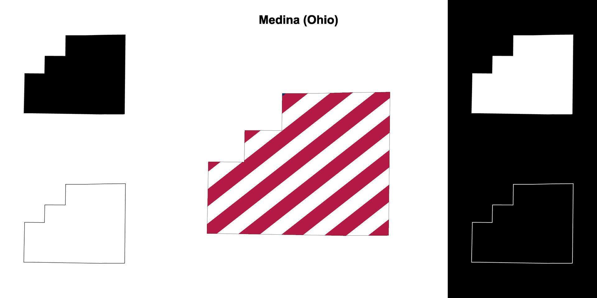 medina condado, Ohio contorno mapa conjunto vector