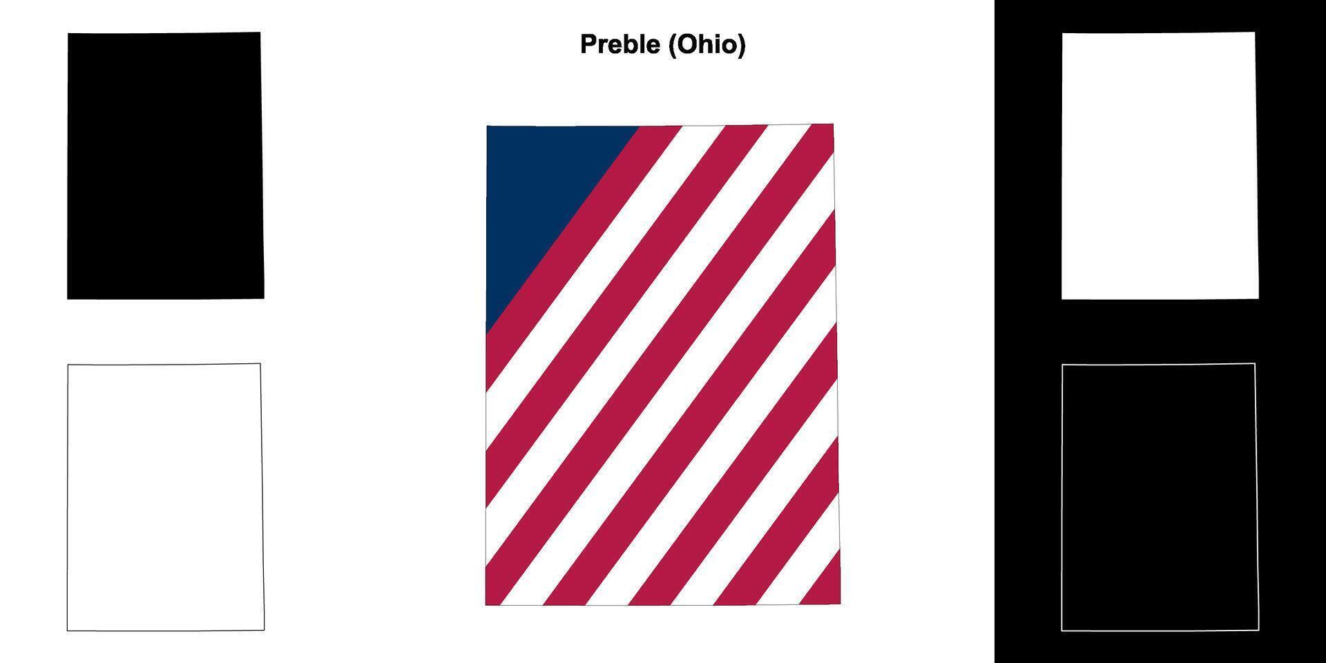 Preble County, Ohio outline map set vector