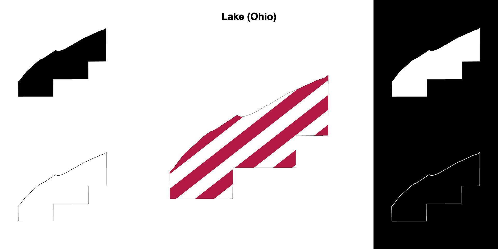 Lake County, Ohio outline map set vector