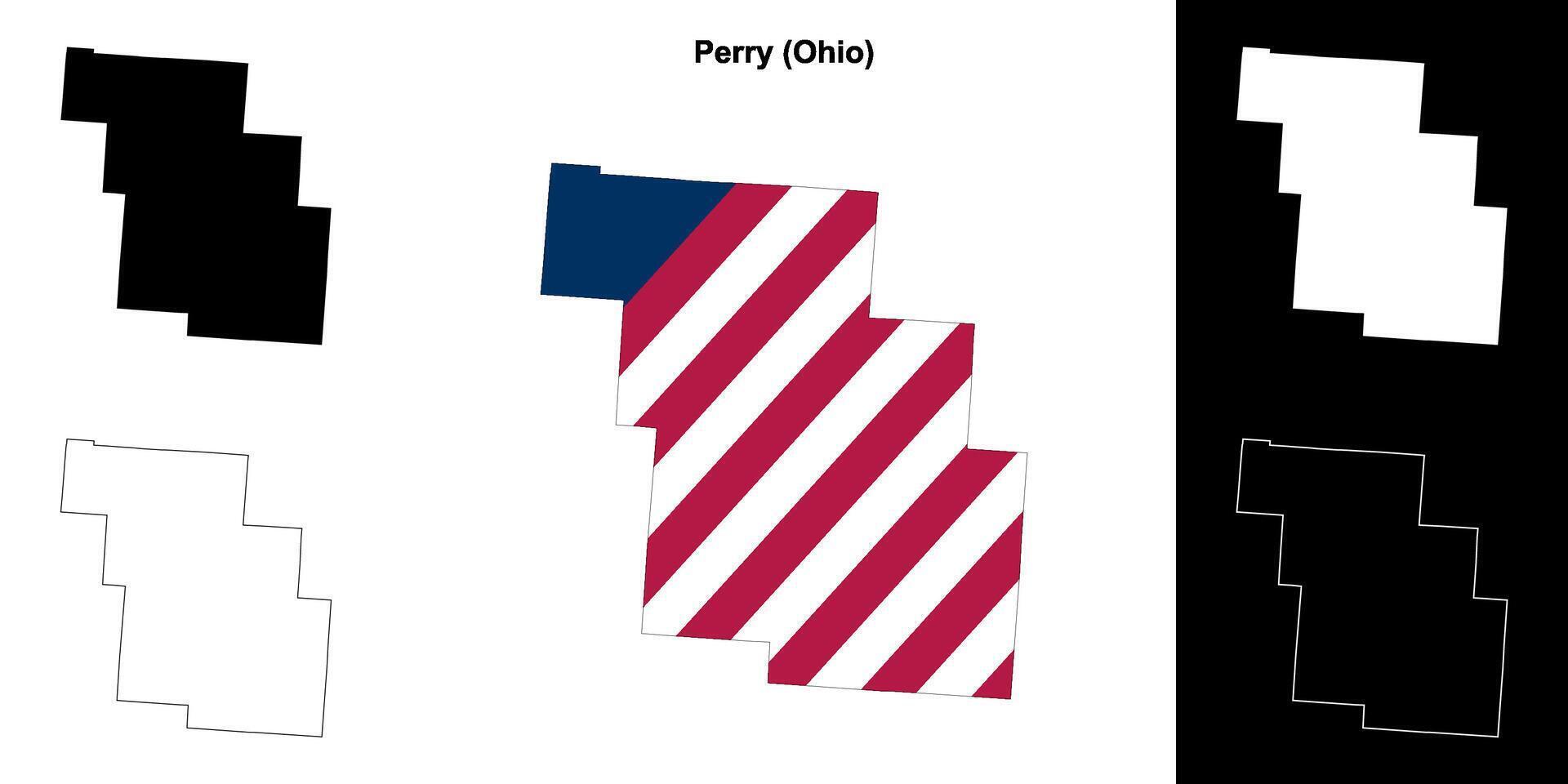 Perry County, Ohio outline map set vector