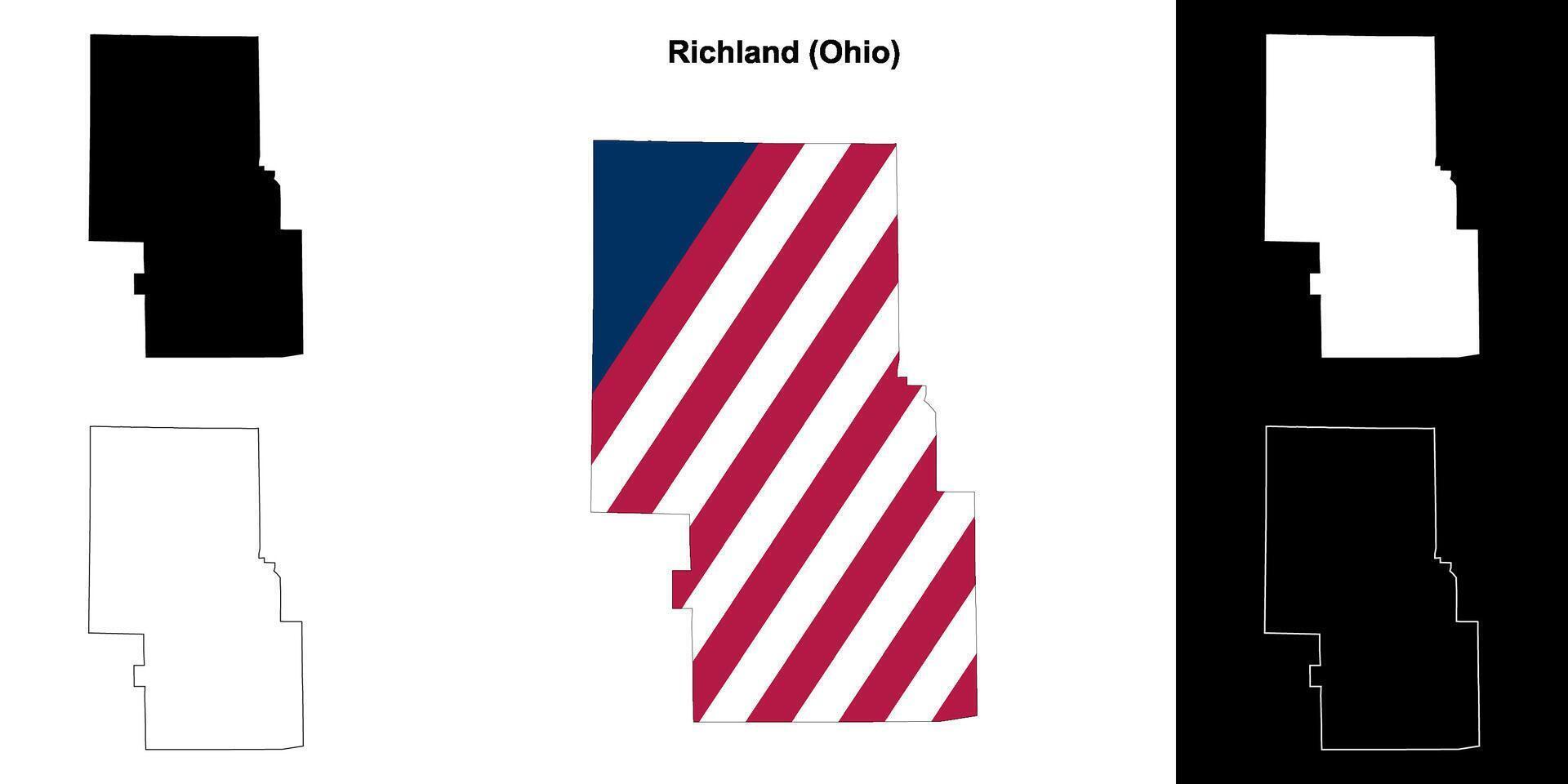 Richland County, Ohio outline map set vector