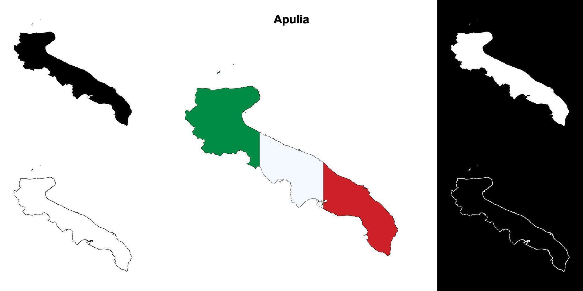 Apulia blank outline map set vector