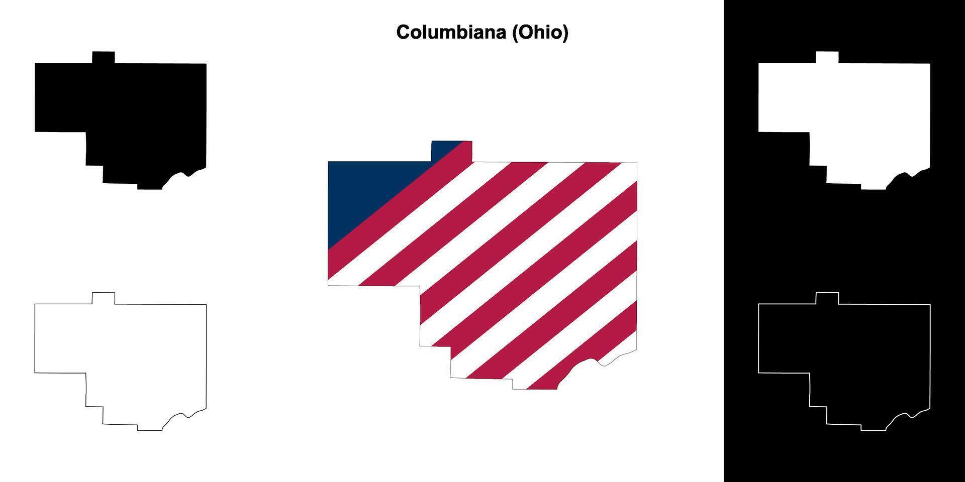 Columbiana County, Ohio outline map set vector