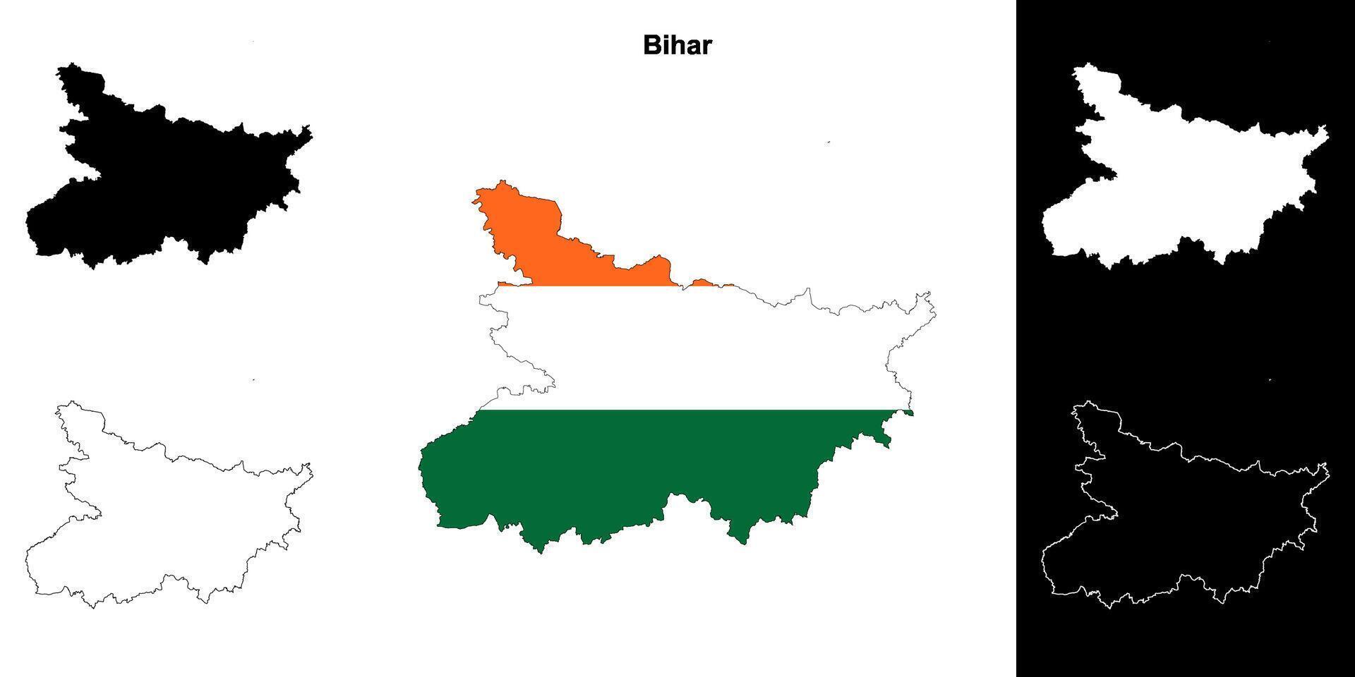 Bihar state outline map set vector