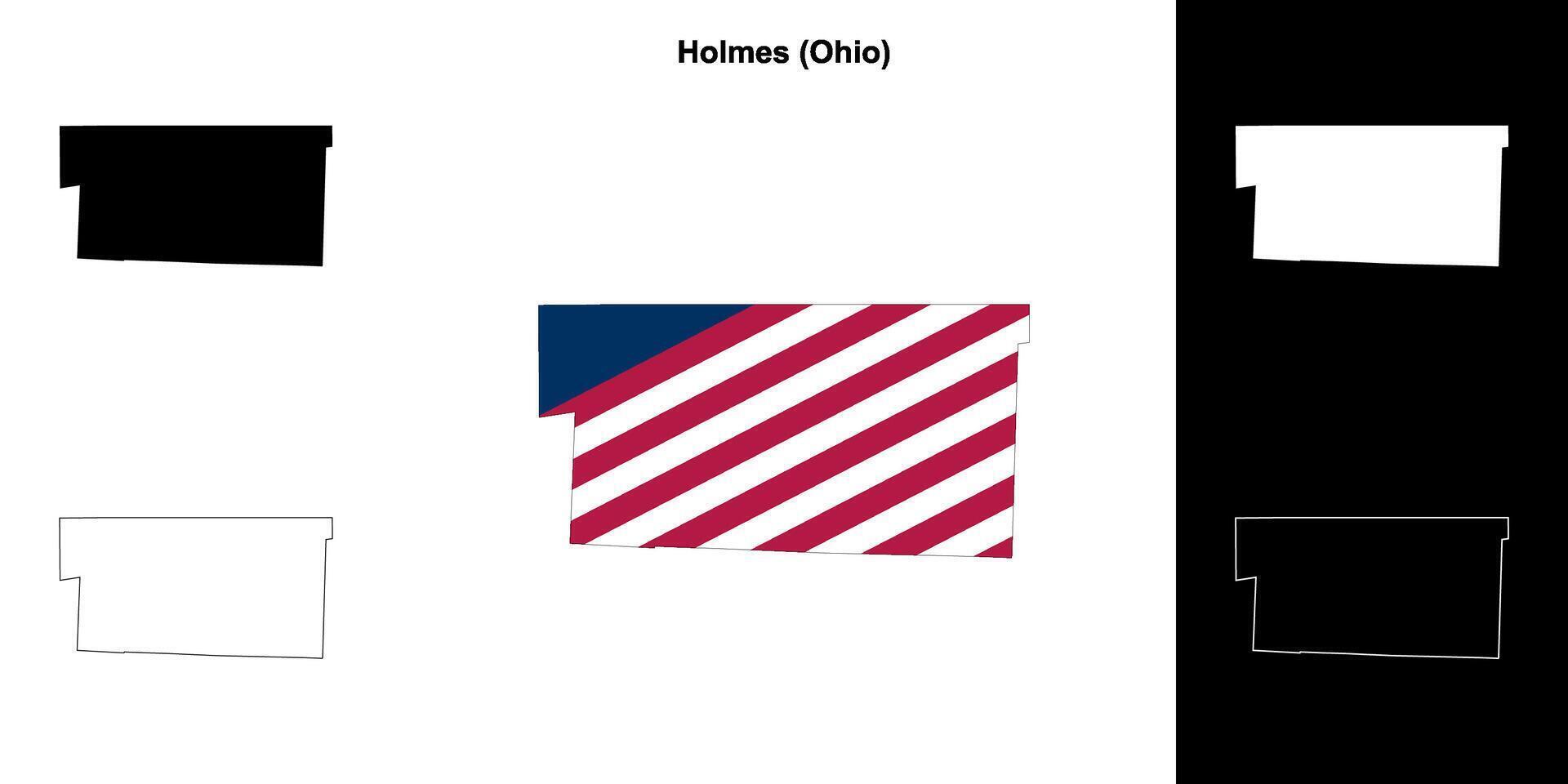 Holmes County, Ohio outline map set vector