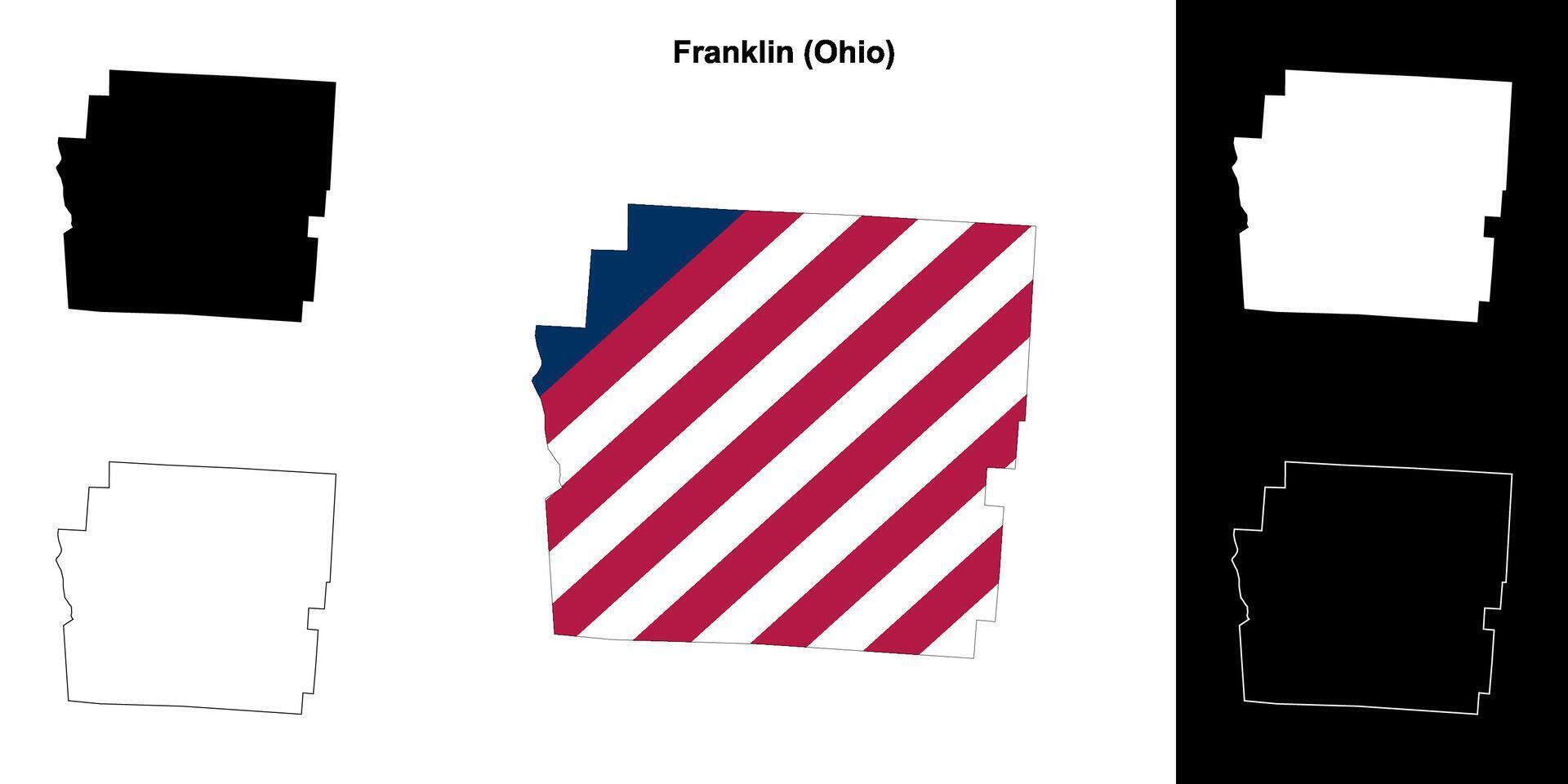 Franklin County, Ohio outline map set vector