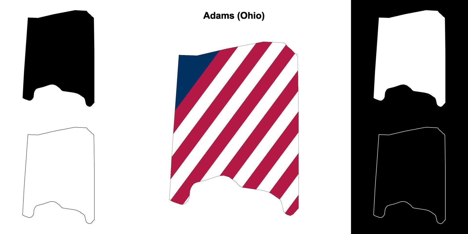 Adams County, Ohio outline map set vector