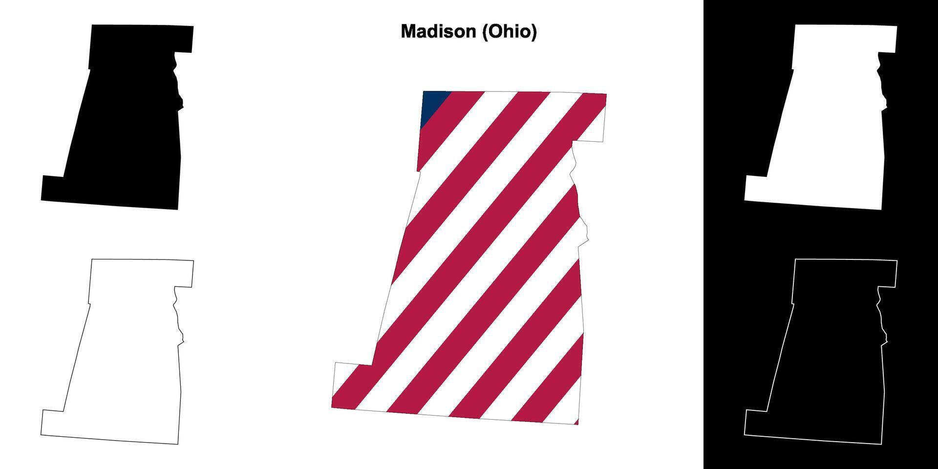 Madison County, Ohio outline map set vector