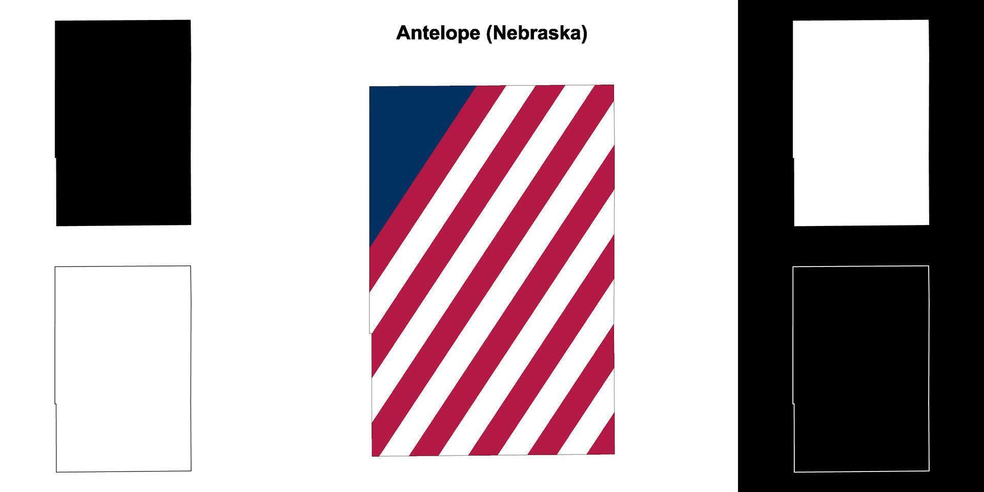Antelope County, Nebraska outline map set vector