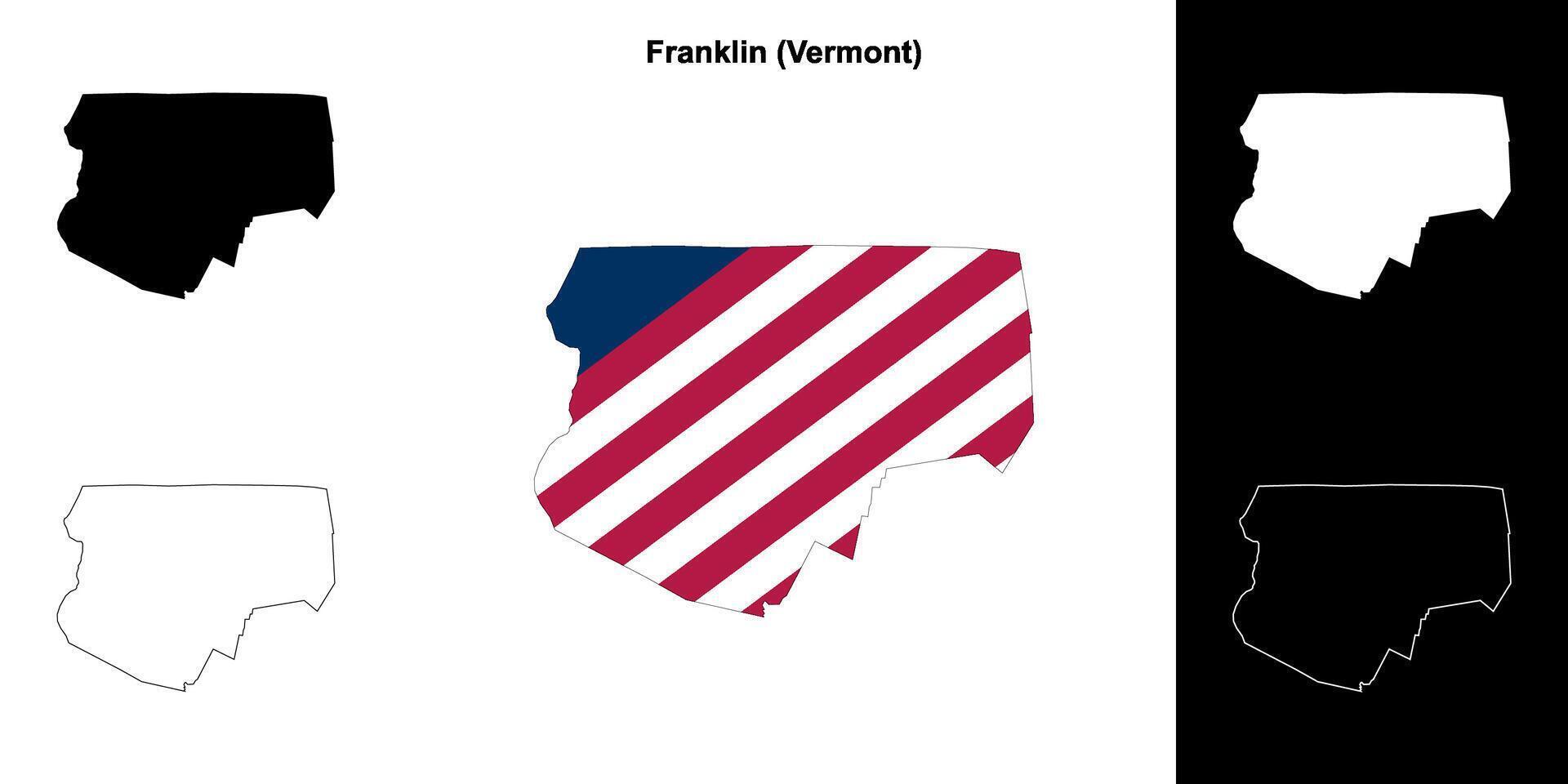 Franklin County, Vermont outline map set vector