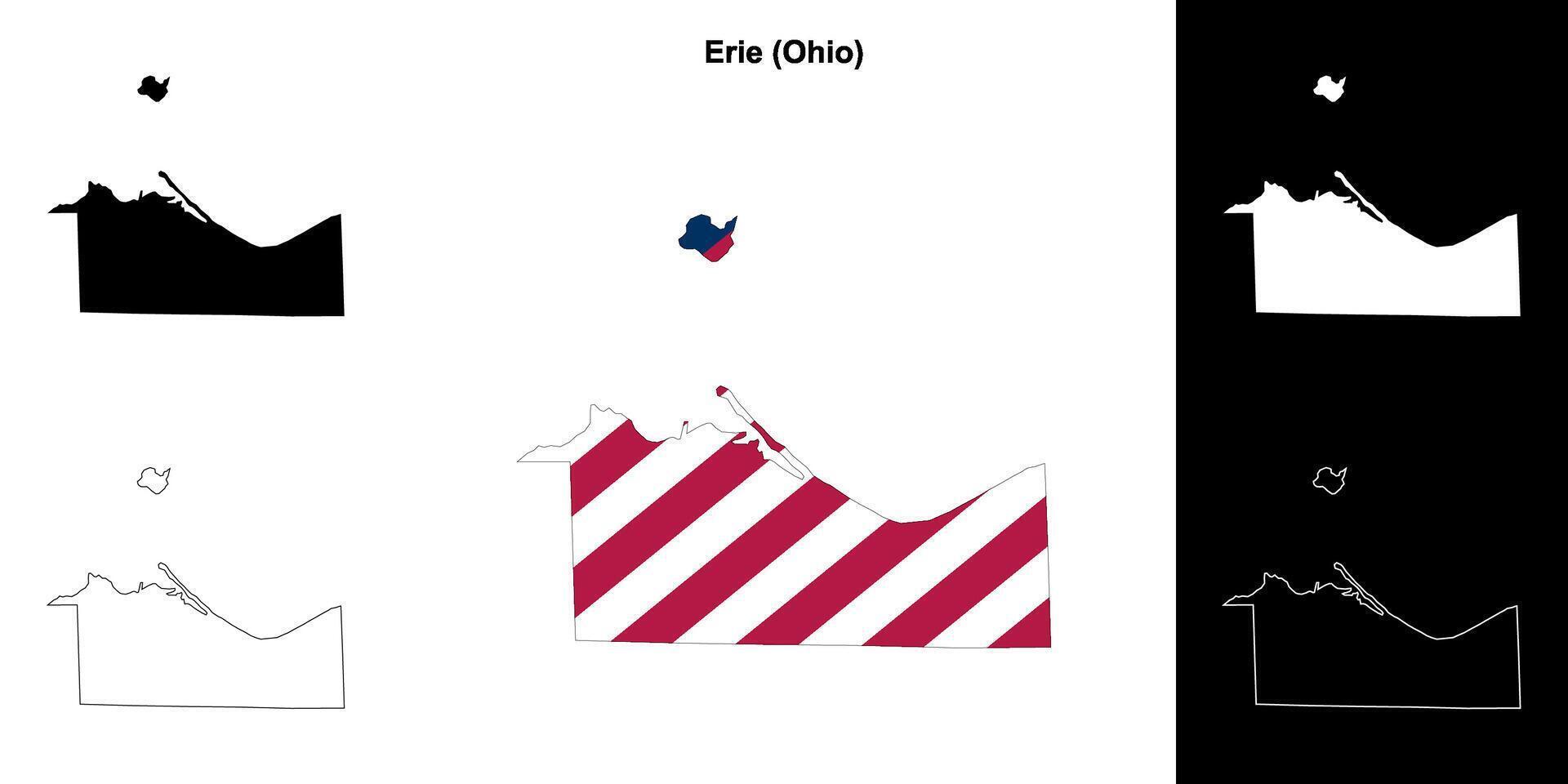 Erie County, Ohio outline map set vector