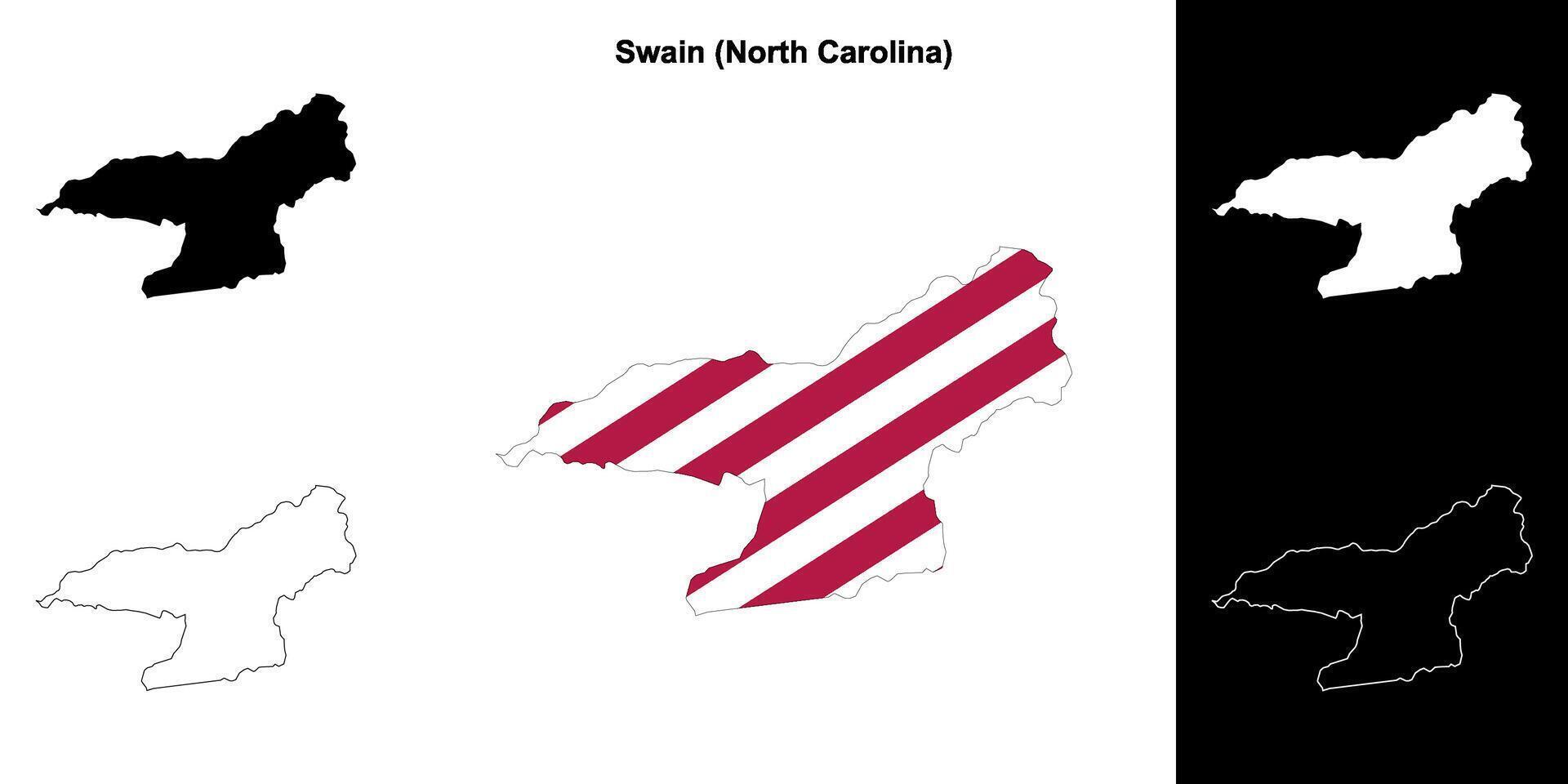 Swain County, North Carolina outline map set vector