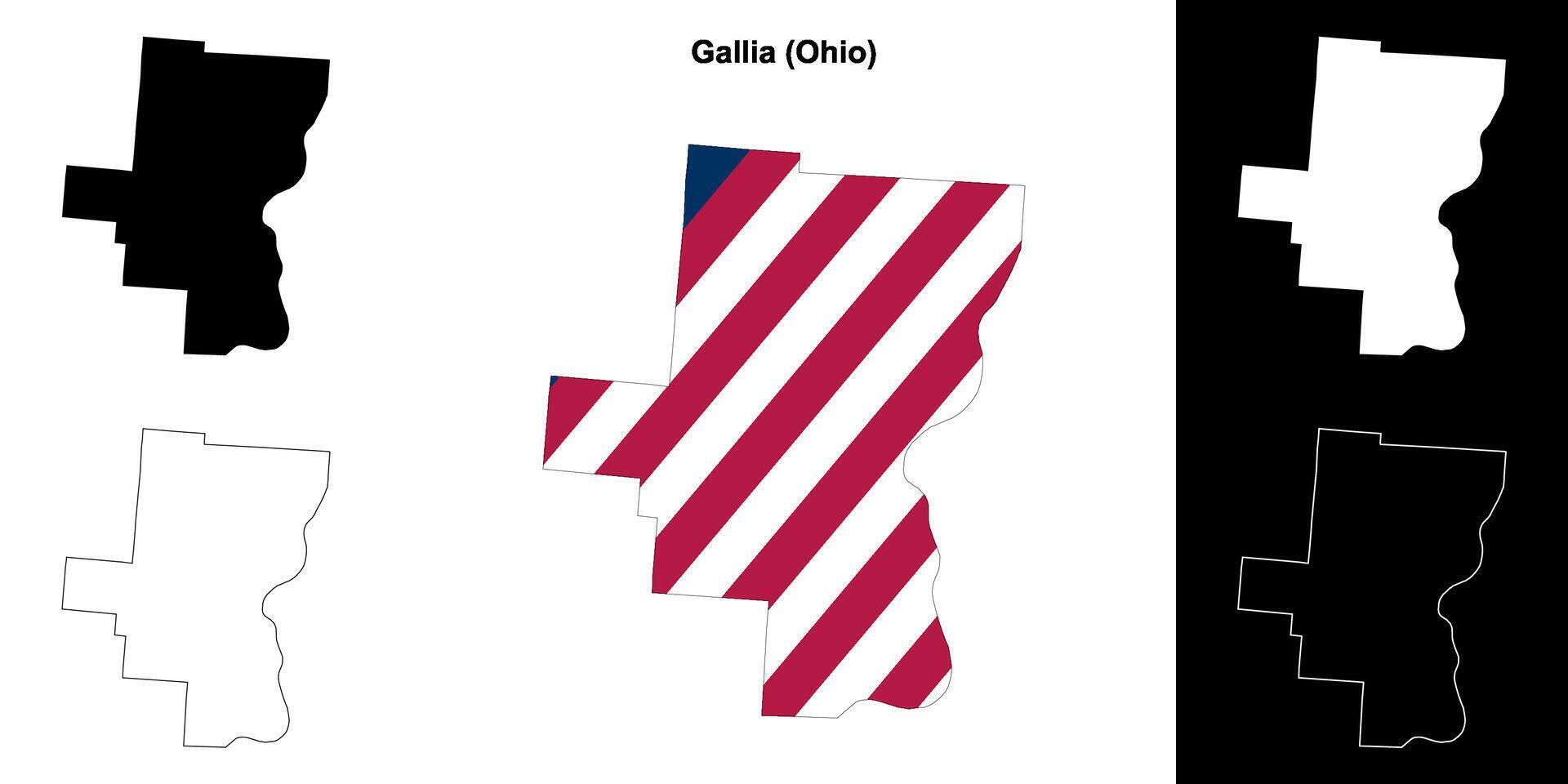 Gallia County, Ohio outline map set vector