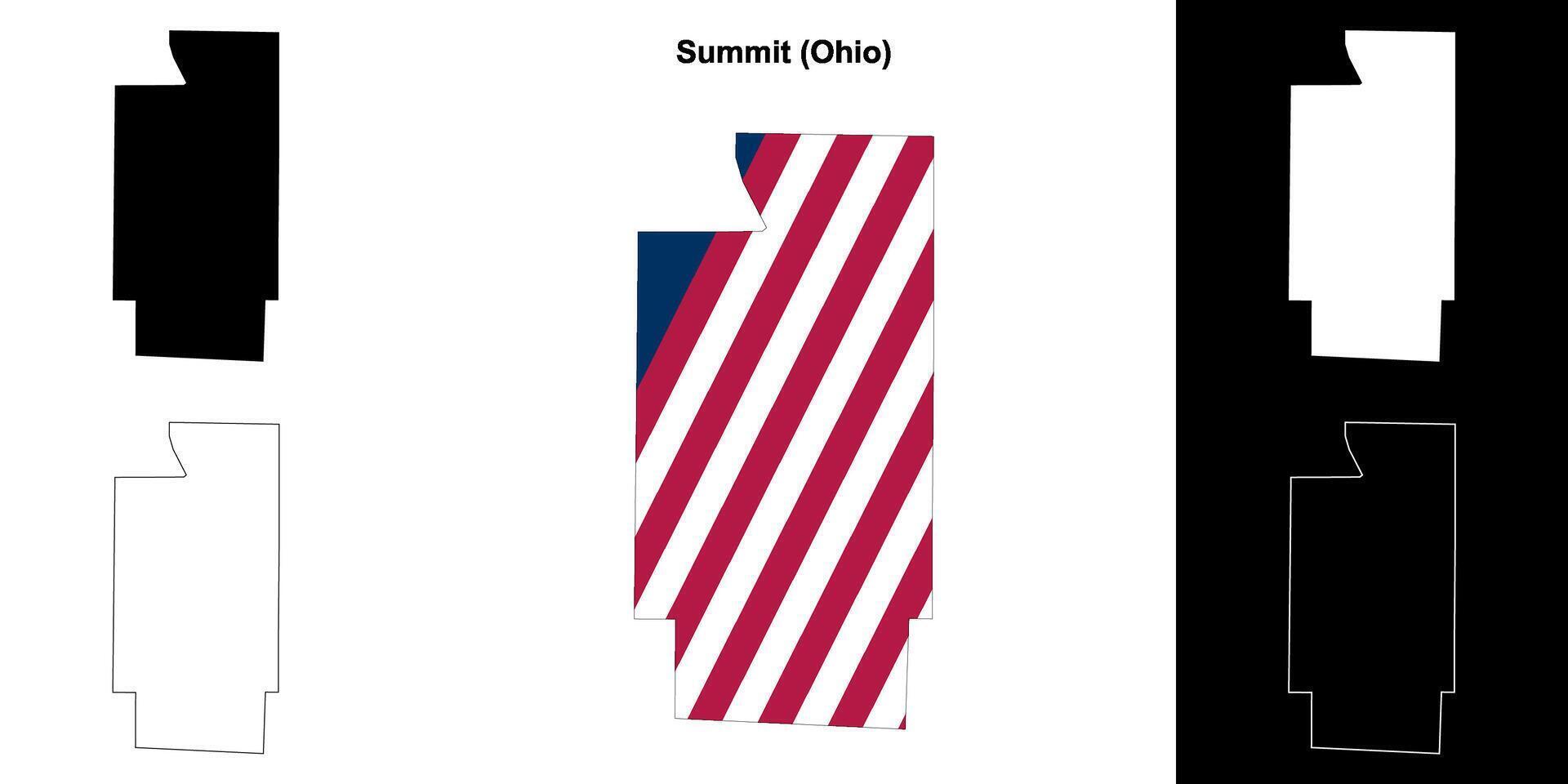 Summit County, Ohio outline map set vector