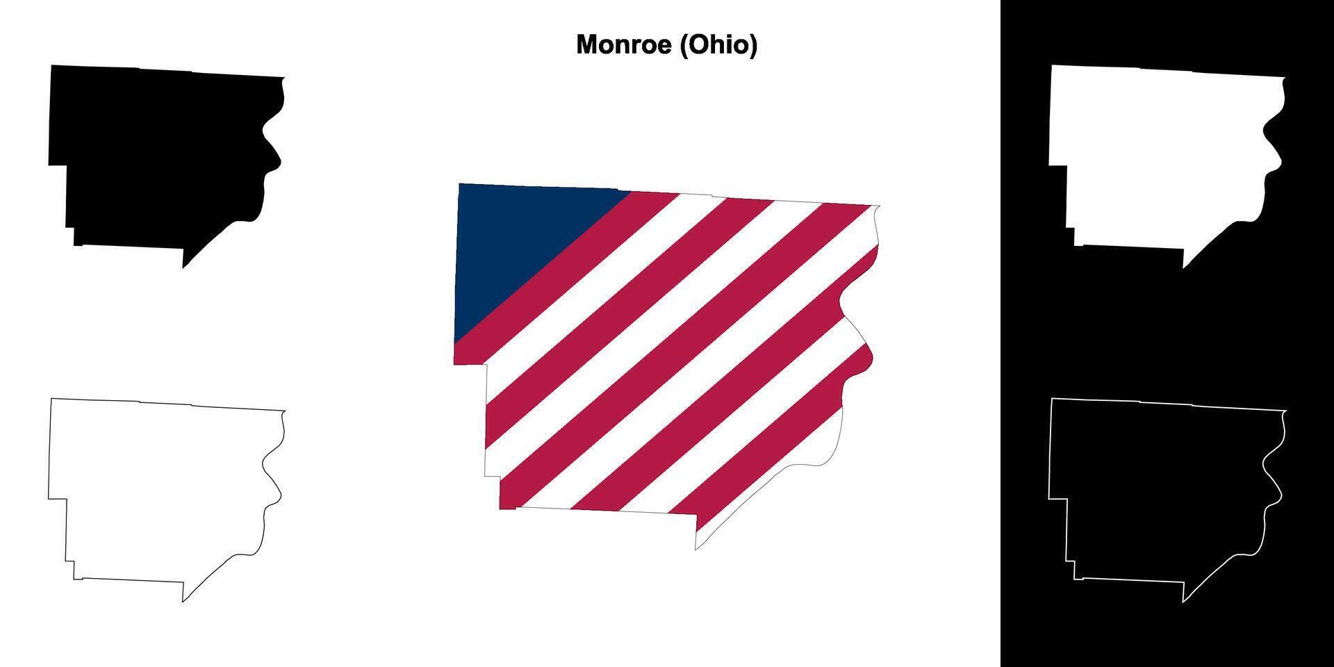 Monroe County, Ohio outline map set vector