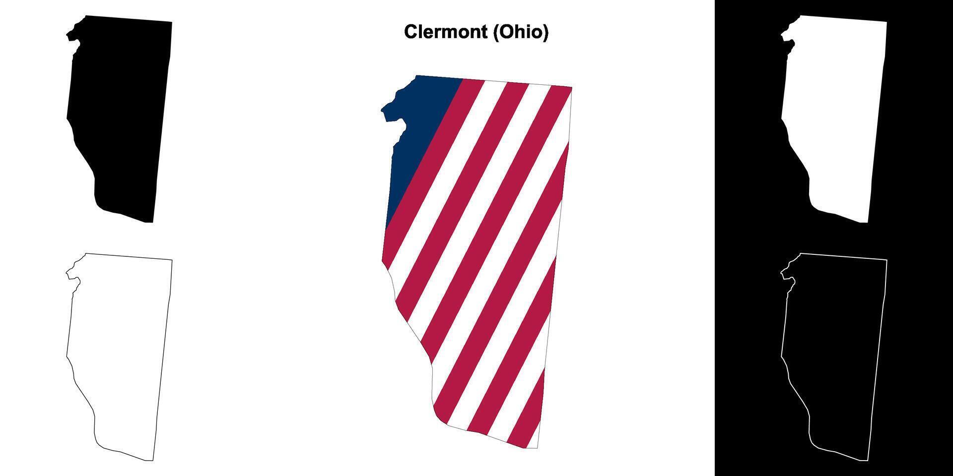 Clermont County, Ohio outline map set vector