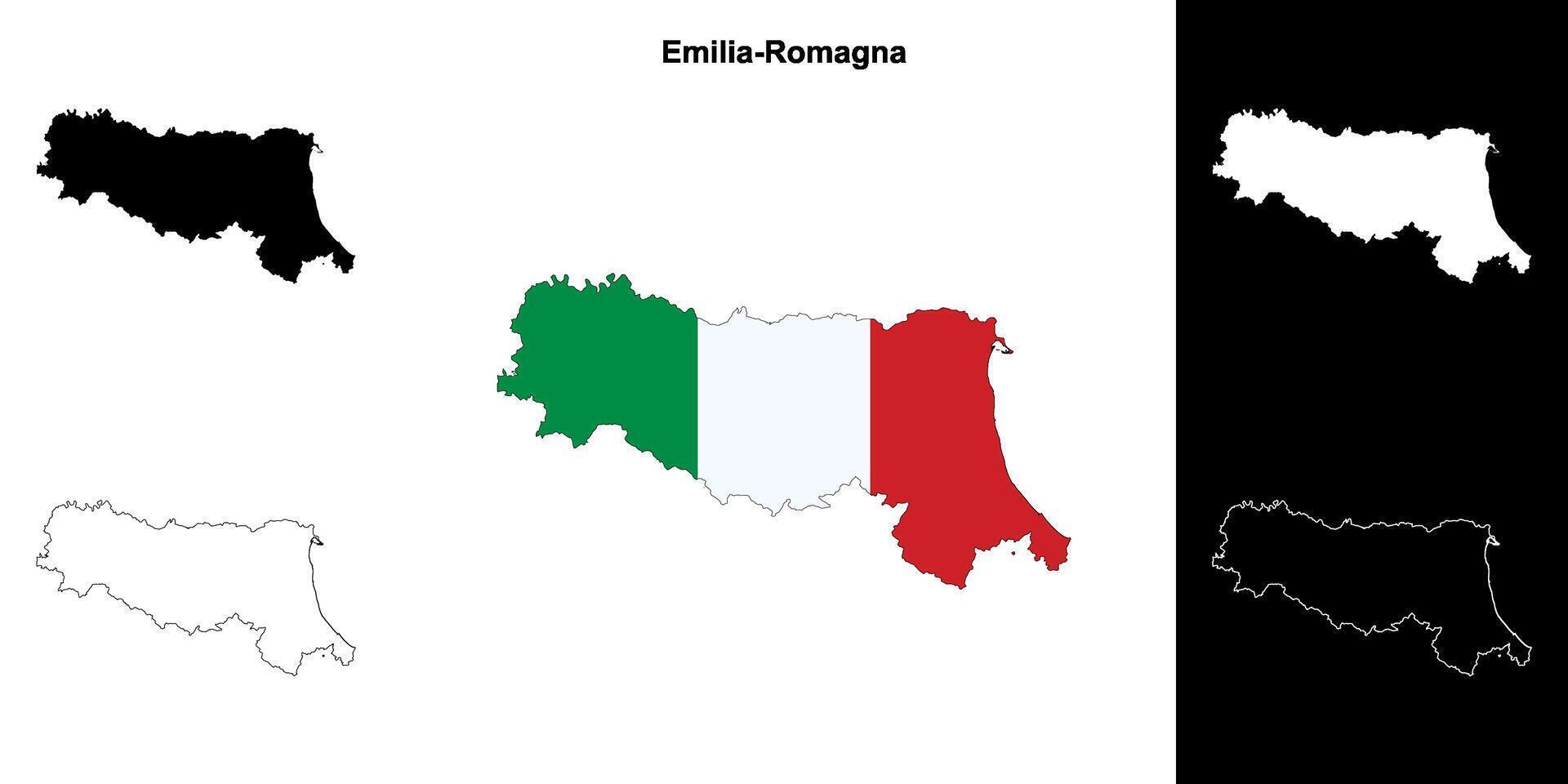 Emilia-Romagna blank outline map set vector