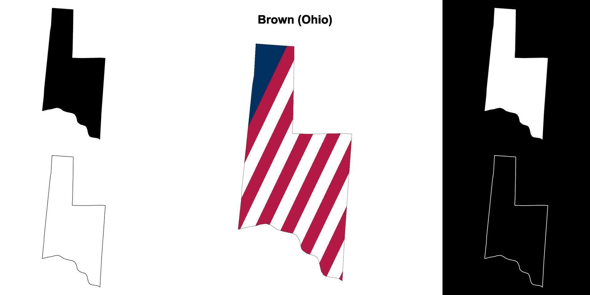 Brown County, Ohio outline map set vector