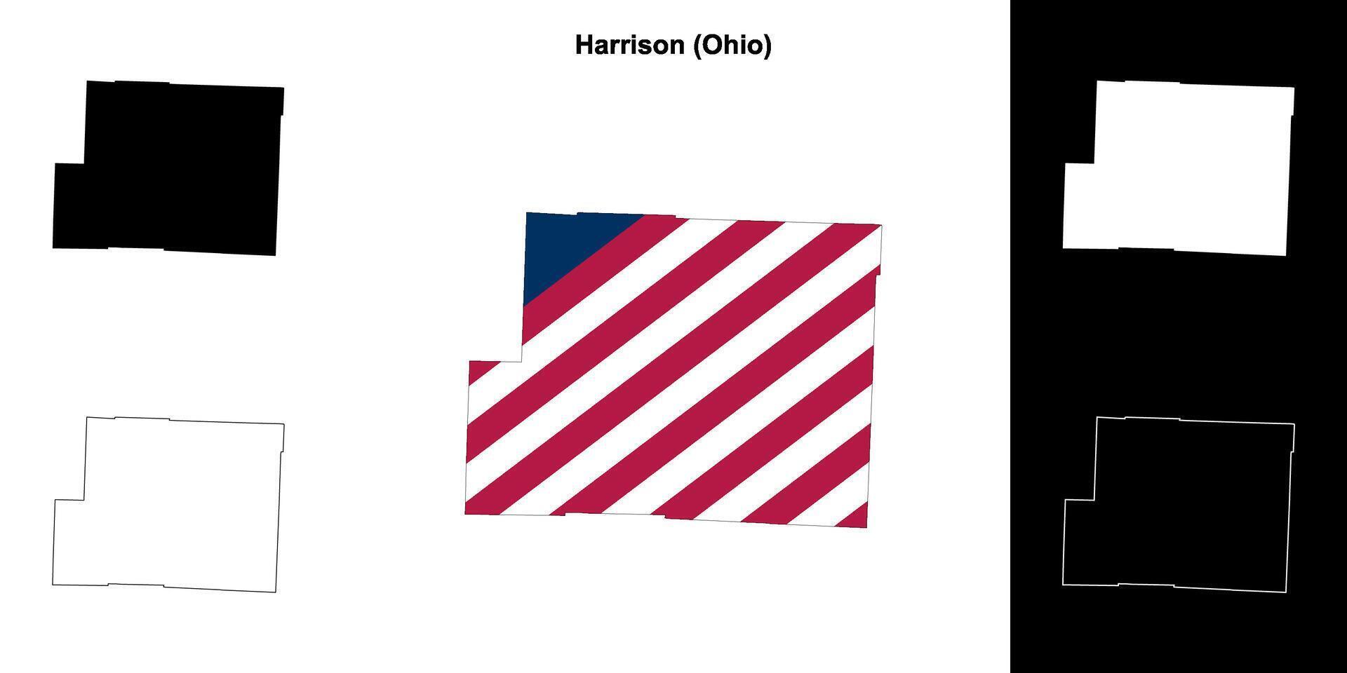 Harrison County, Ohio outline map set vector