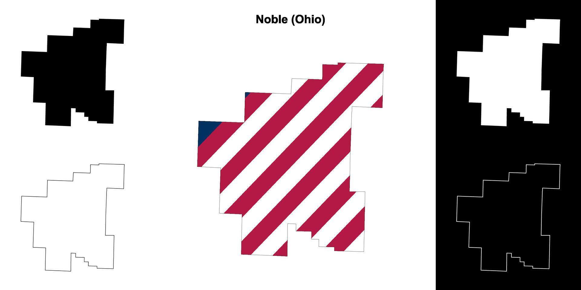 Noble County, Ohio outline map set vector
