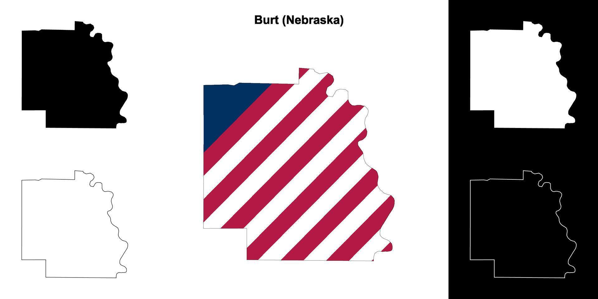 Burt County, Nebraska outline map set vector