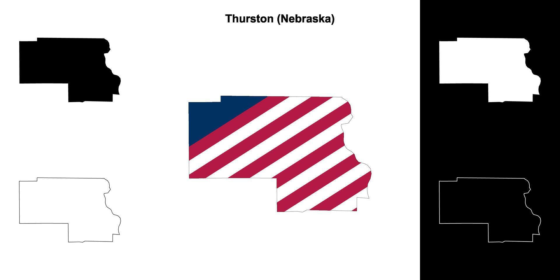 Thurston County, Nebraska outline map set vector