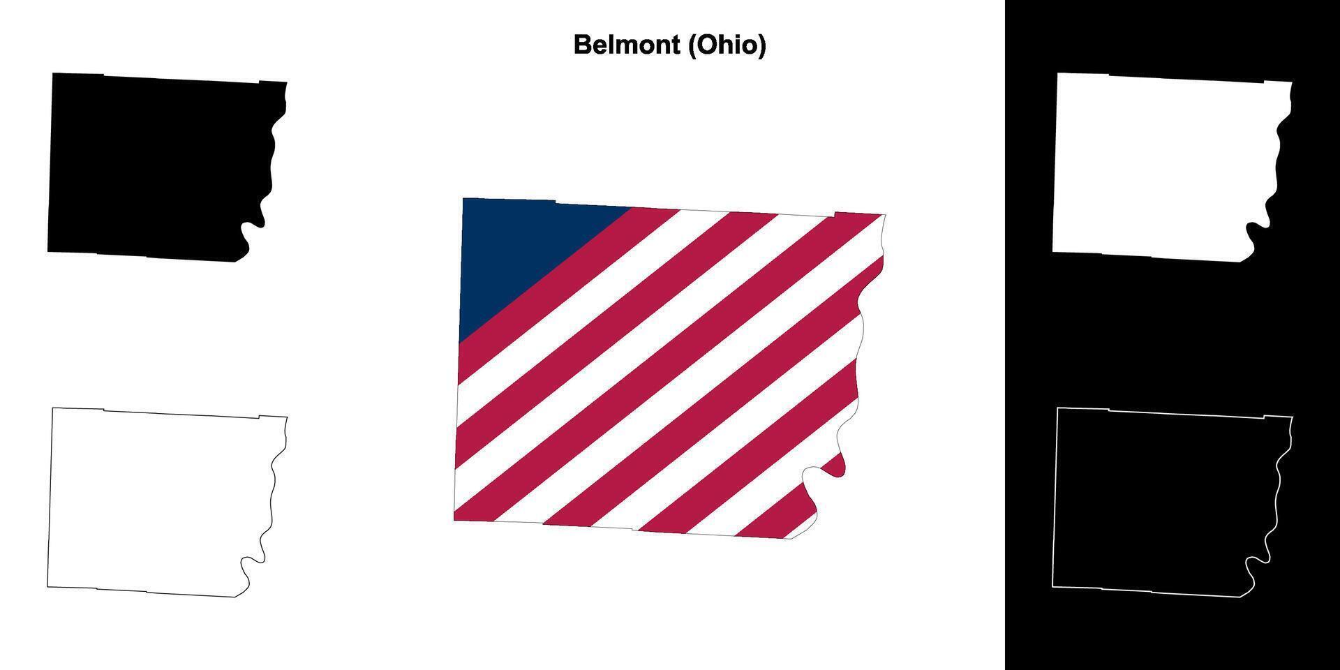 Belmont County, Ohio outline map set vector