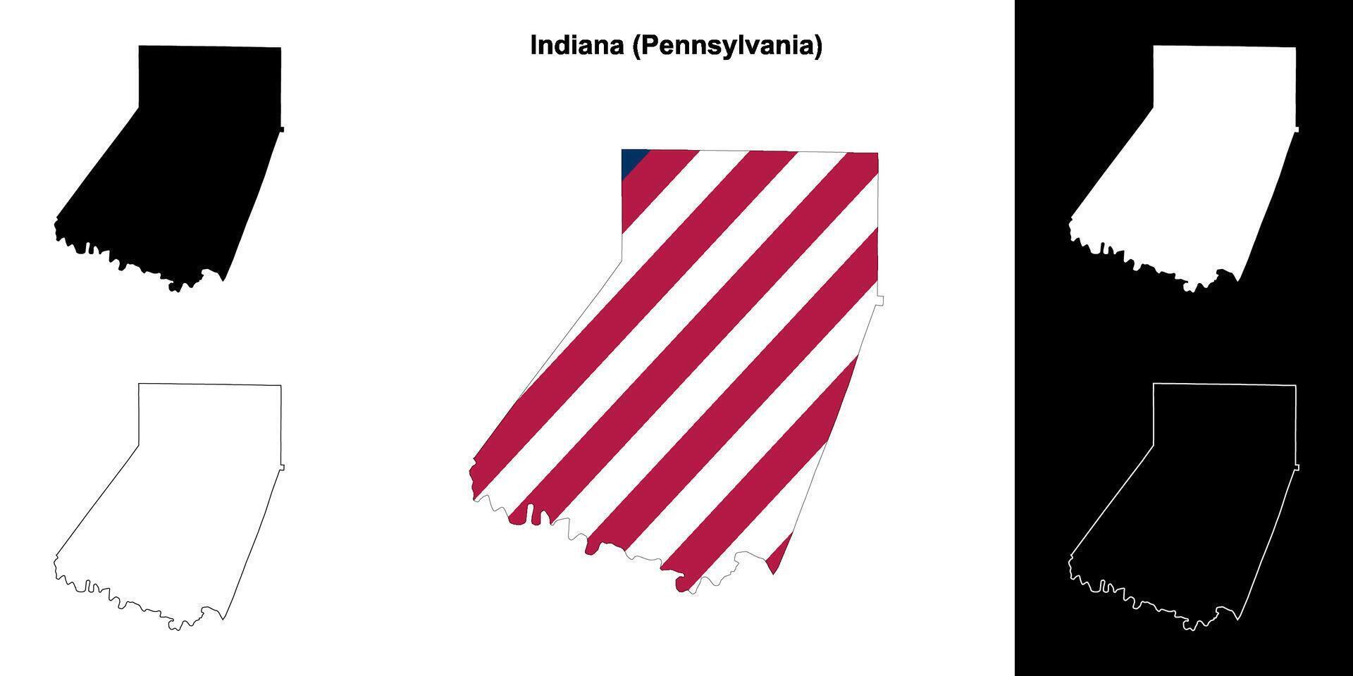 Indiana County, Pennsylvania outline map set vector