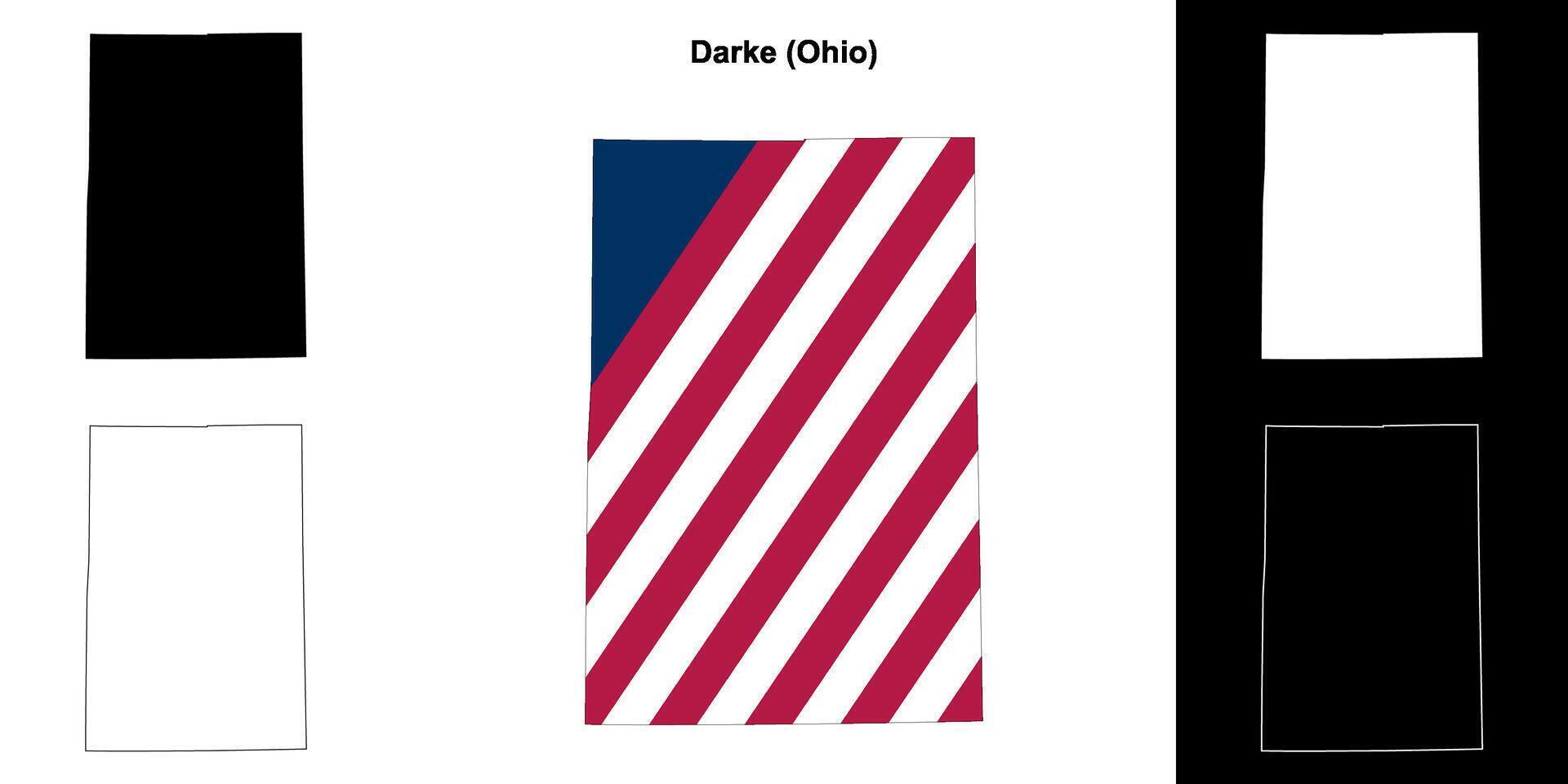Darke County, Ohio outline map set vector