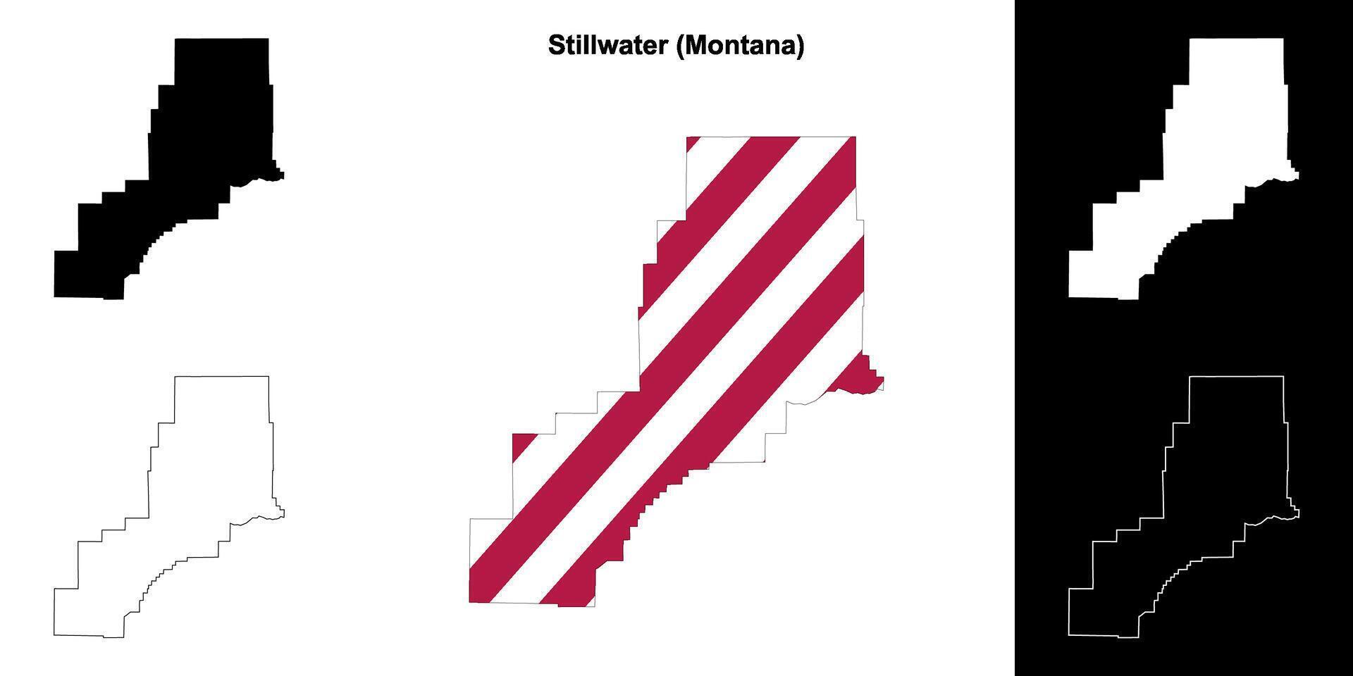 Stillwater County, Montana outline map set vector