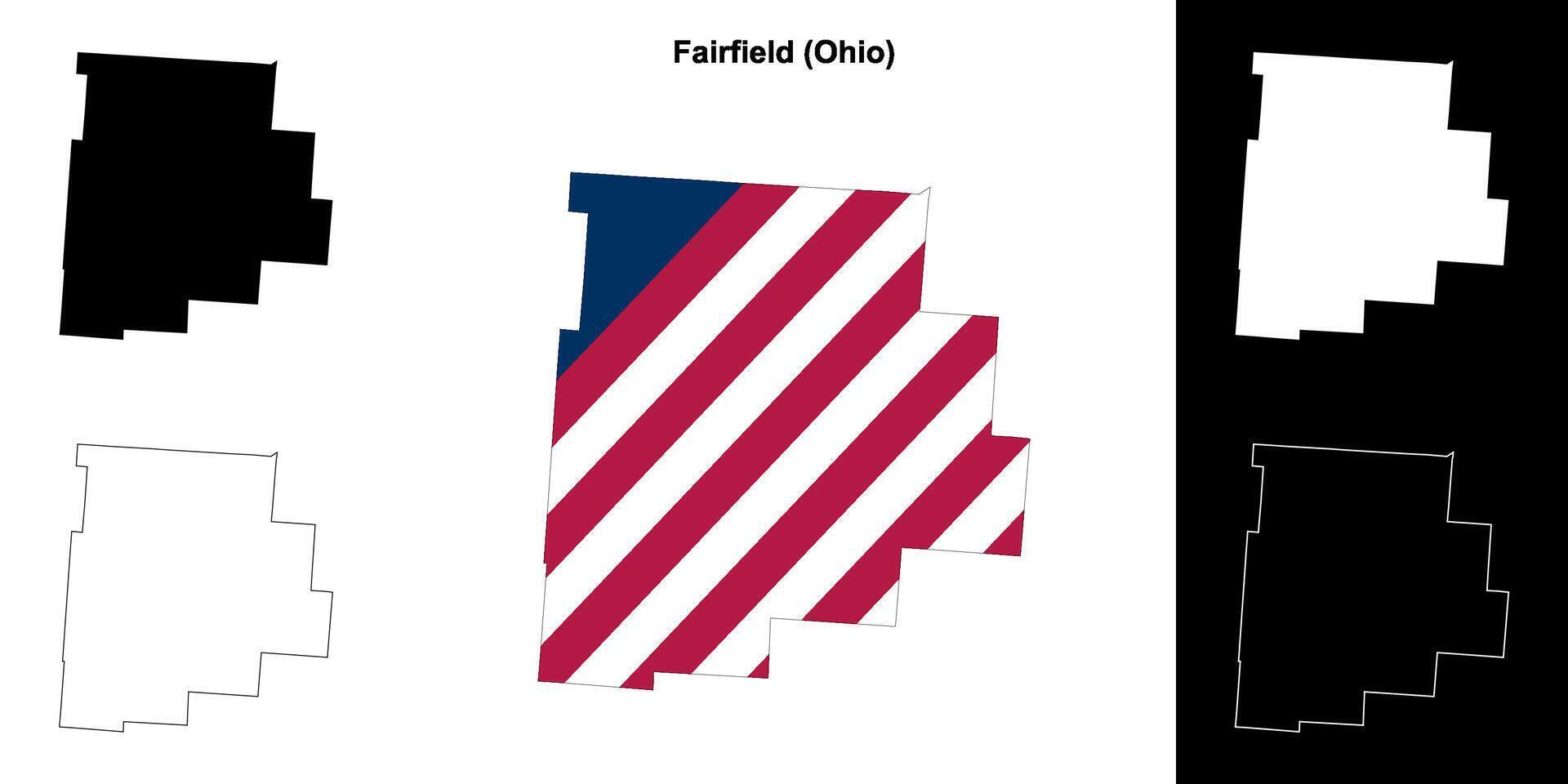 Fairfield County, Ohio outline map set vector