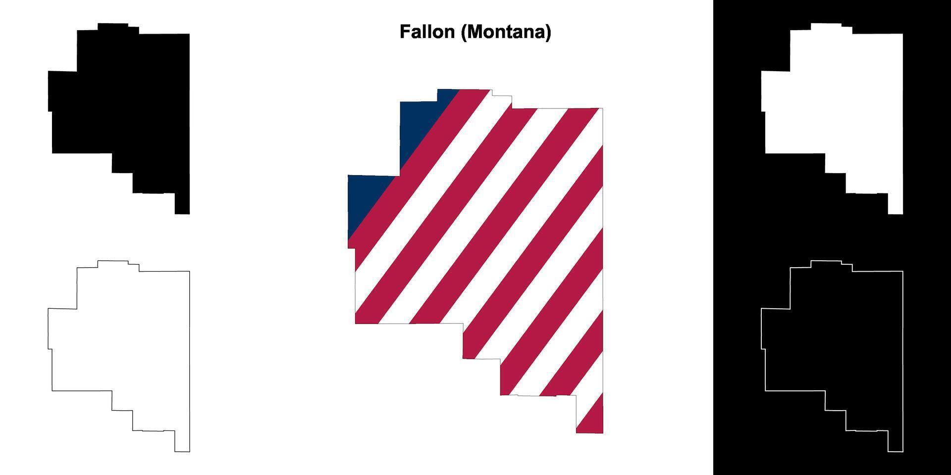 Fallon County, Montana outline map set vector