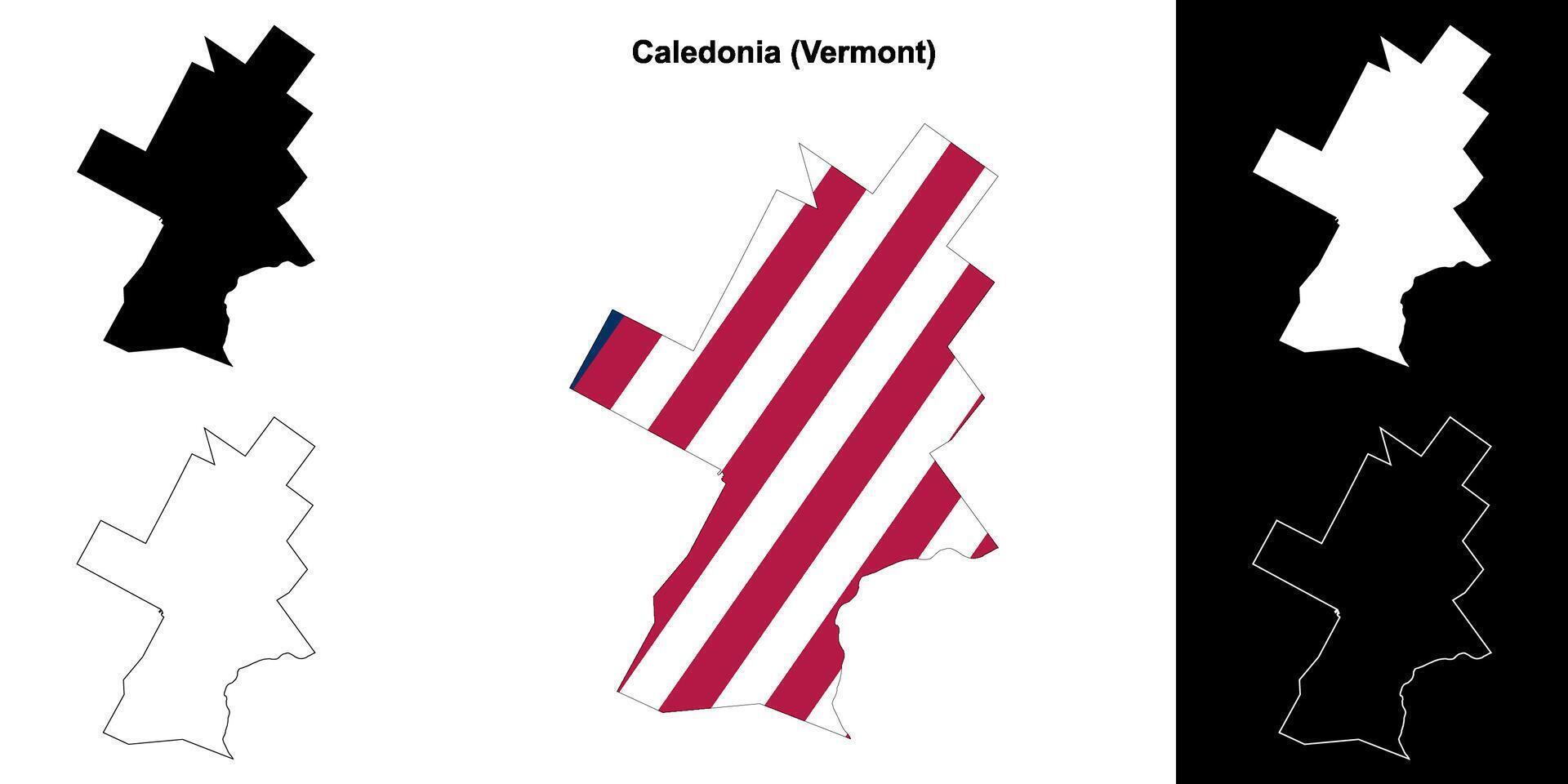 Caledonia County, Vermont outline map set vector