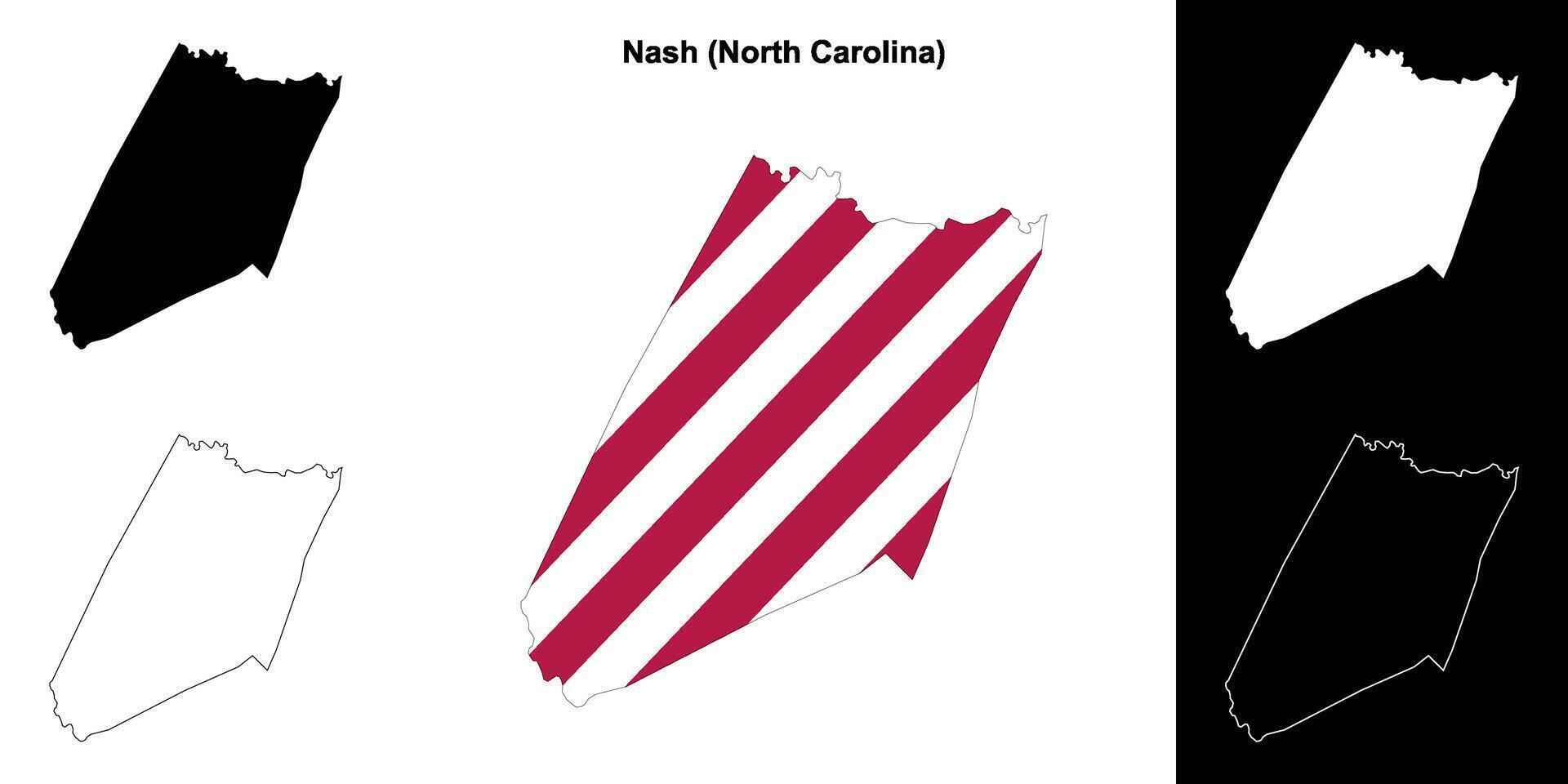 Nash County, North Carolina outline map set vector