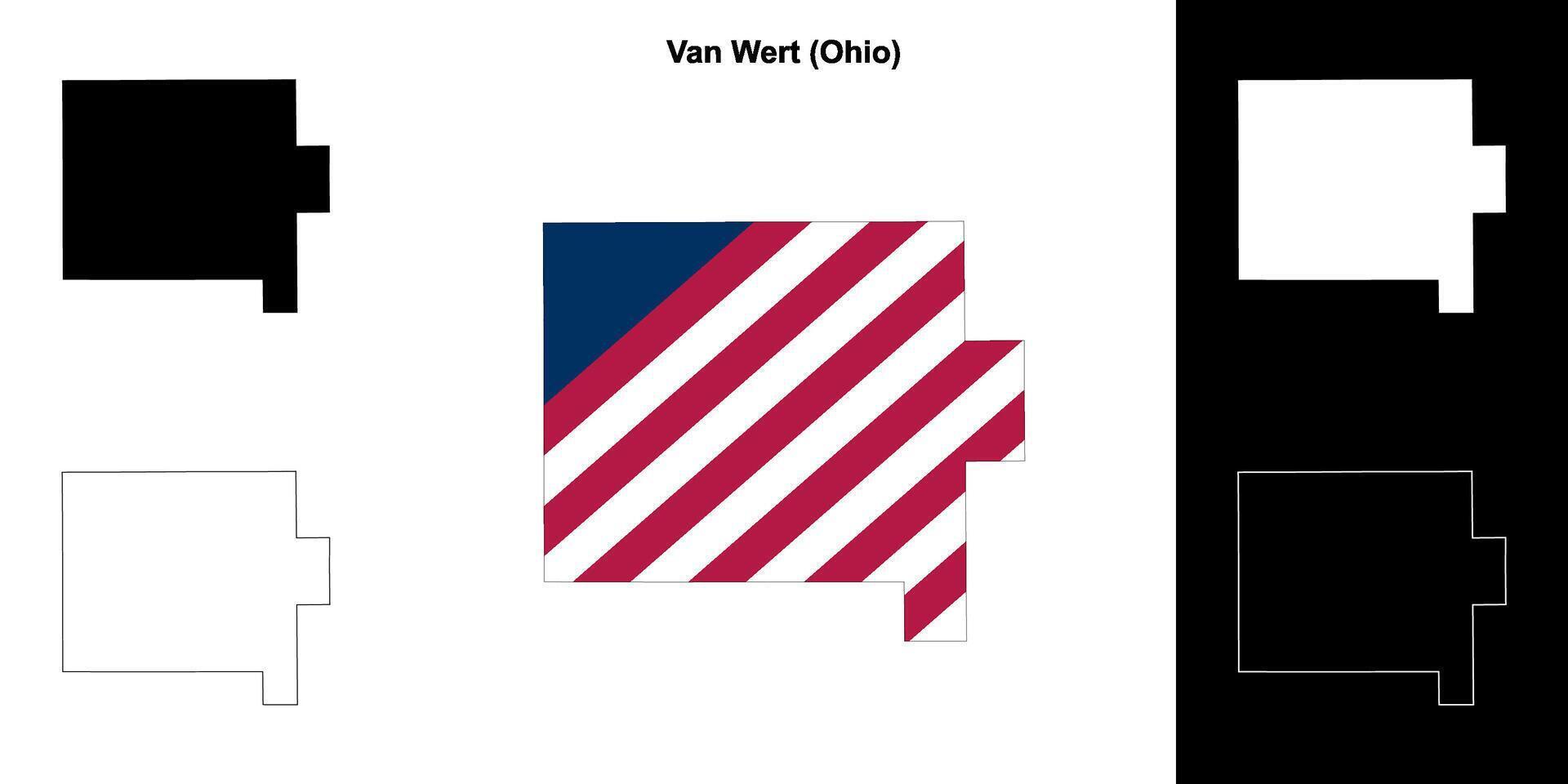 Van Wert County, Ohio outline map set vector