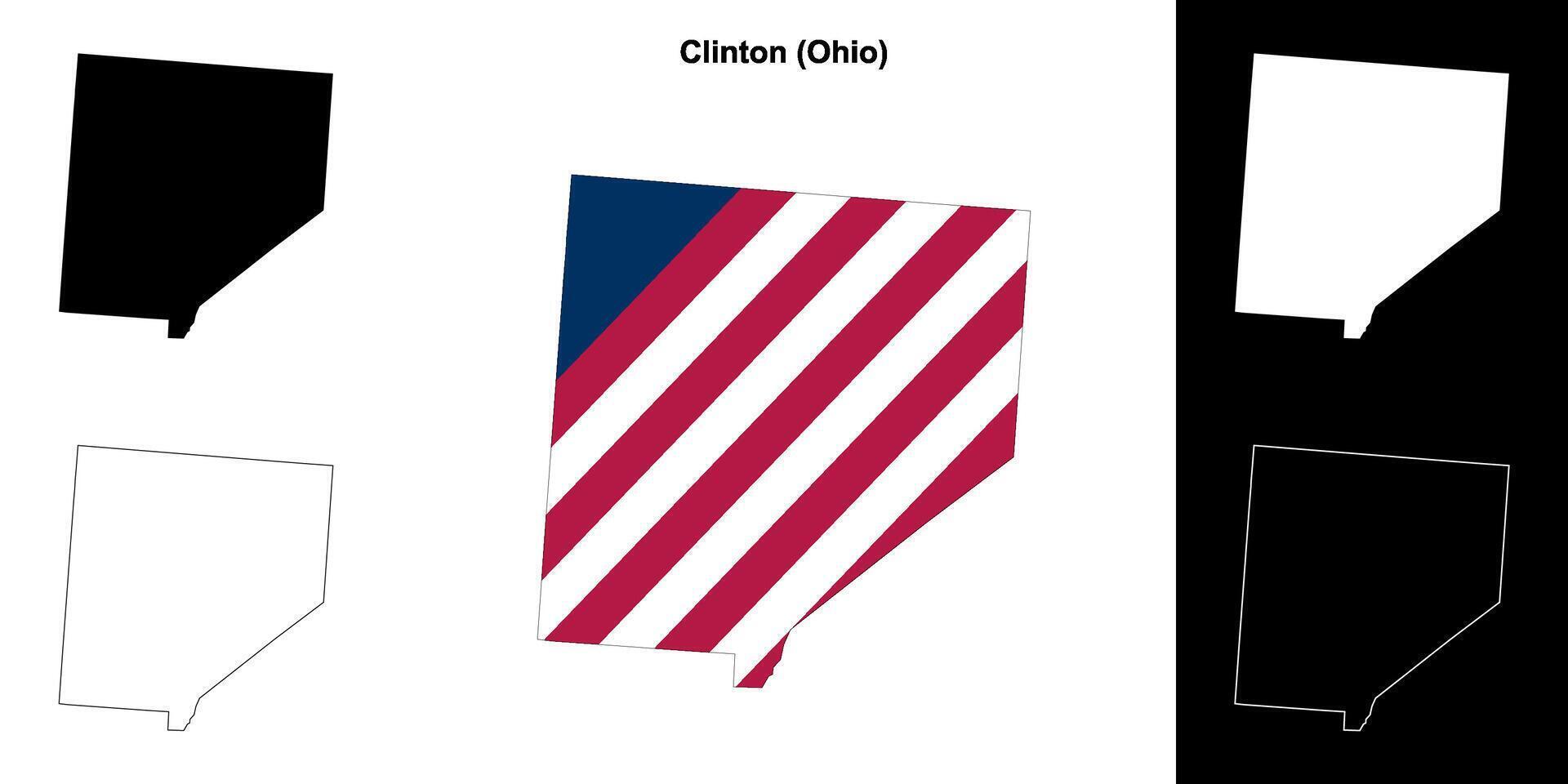 Clinton County, Ohio outline map set vector