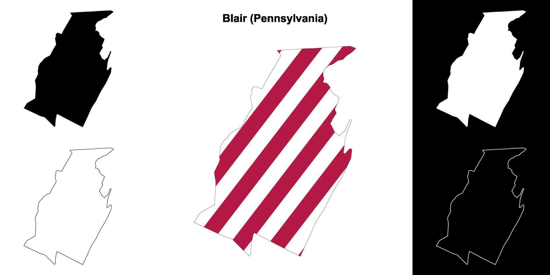 Blair County, Pennsylvania outline map set vector