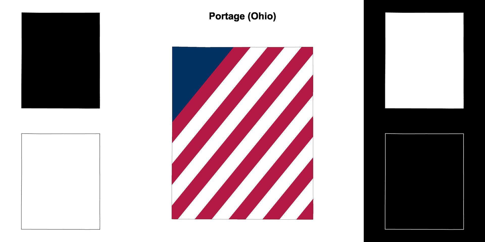 Portage County, Ohio outline map set vector