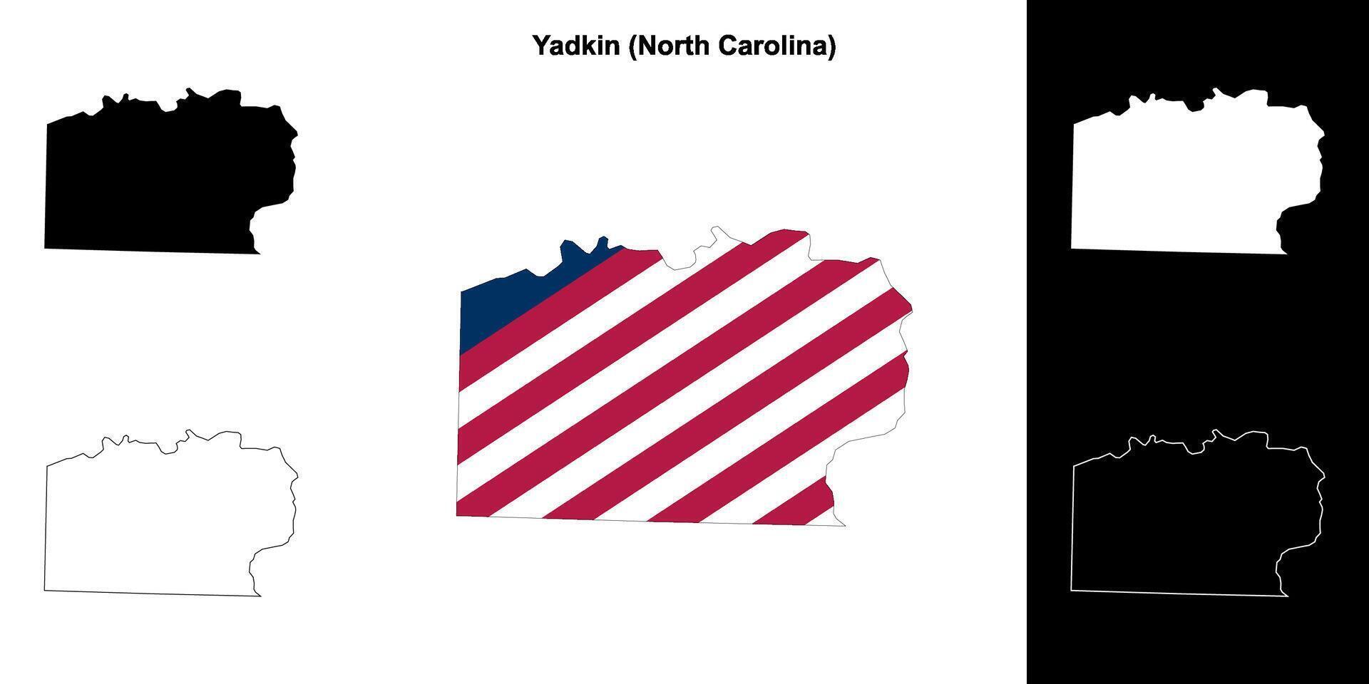 Yadkin County, North Carolina outline map set vector