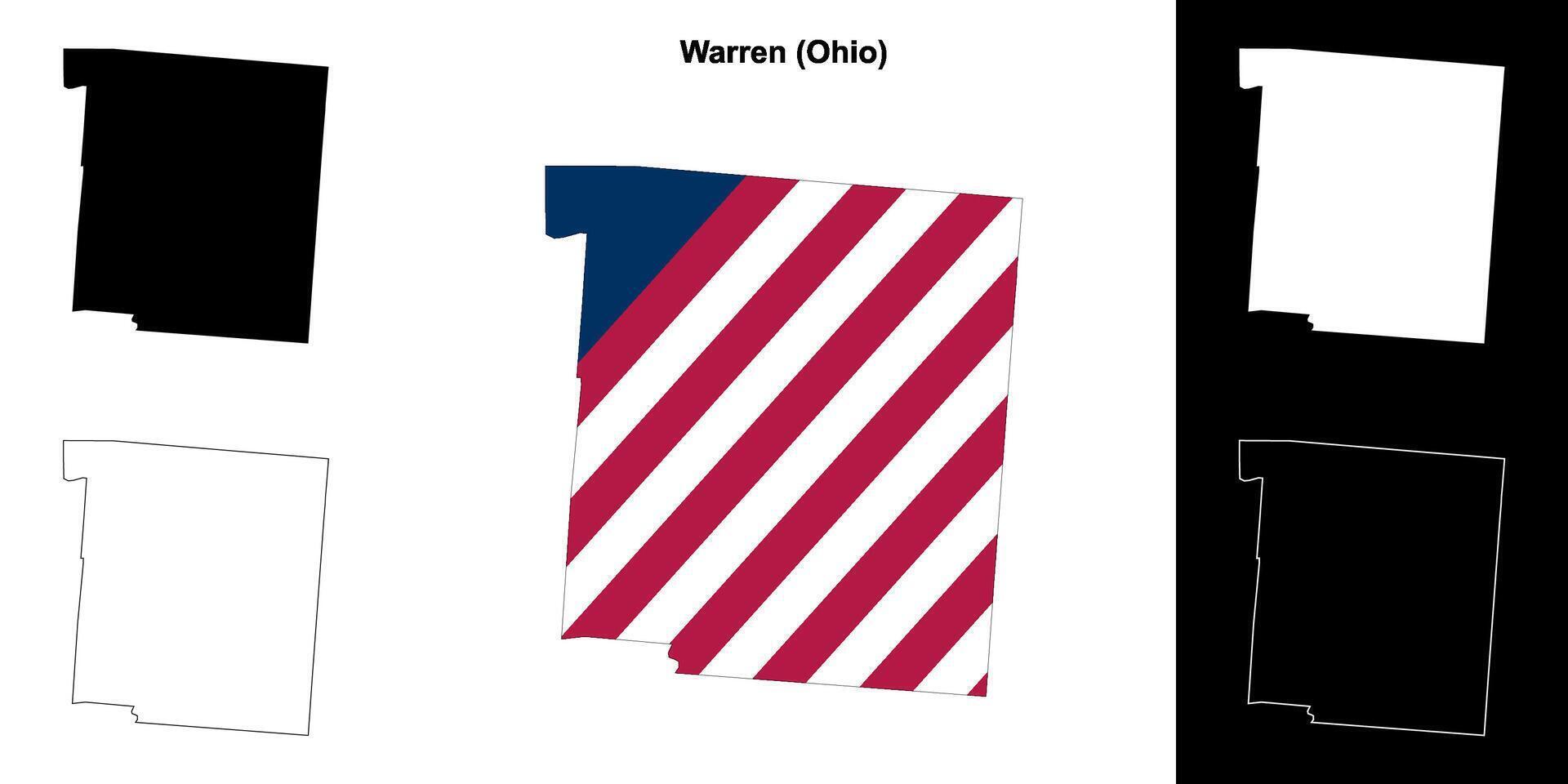 Warren County, Ohio outline map set vector