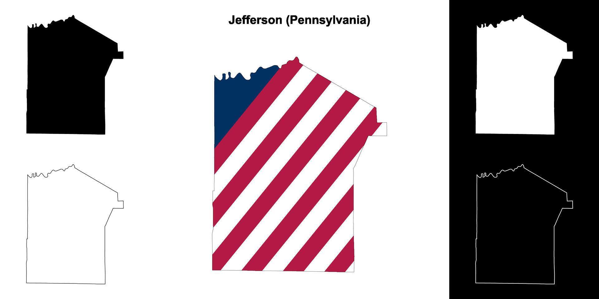 Jefferson County, Pennsylvania outline map set vector