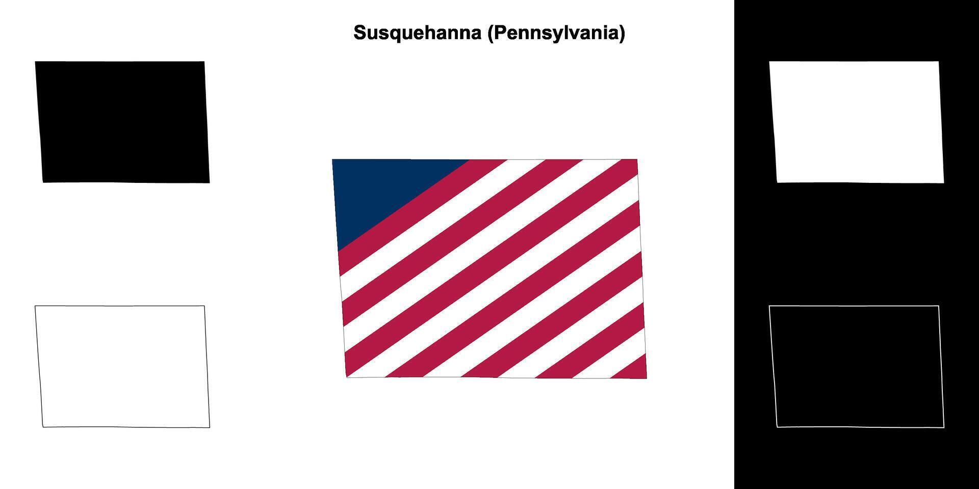 Susquehanna County, Pennsylvania outline map set vector