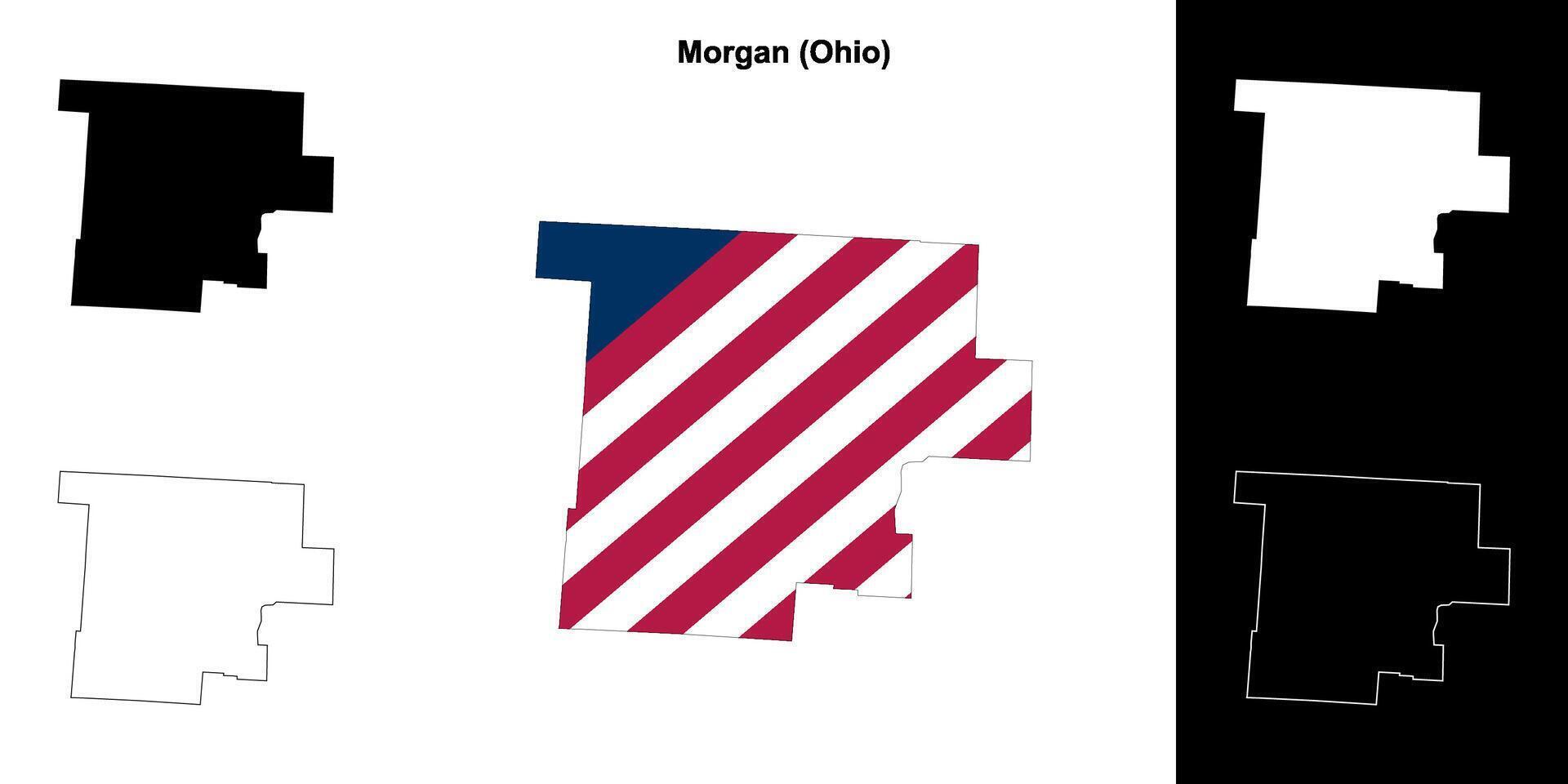 Morgan condado, Ohio contorno mapa conjunto vector