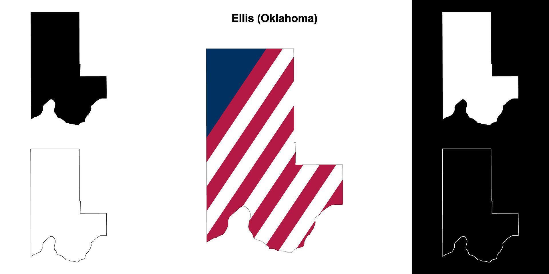 Ellis County, Oklahoma outline map set vector