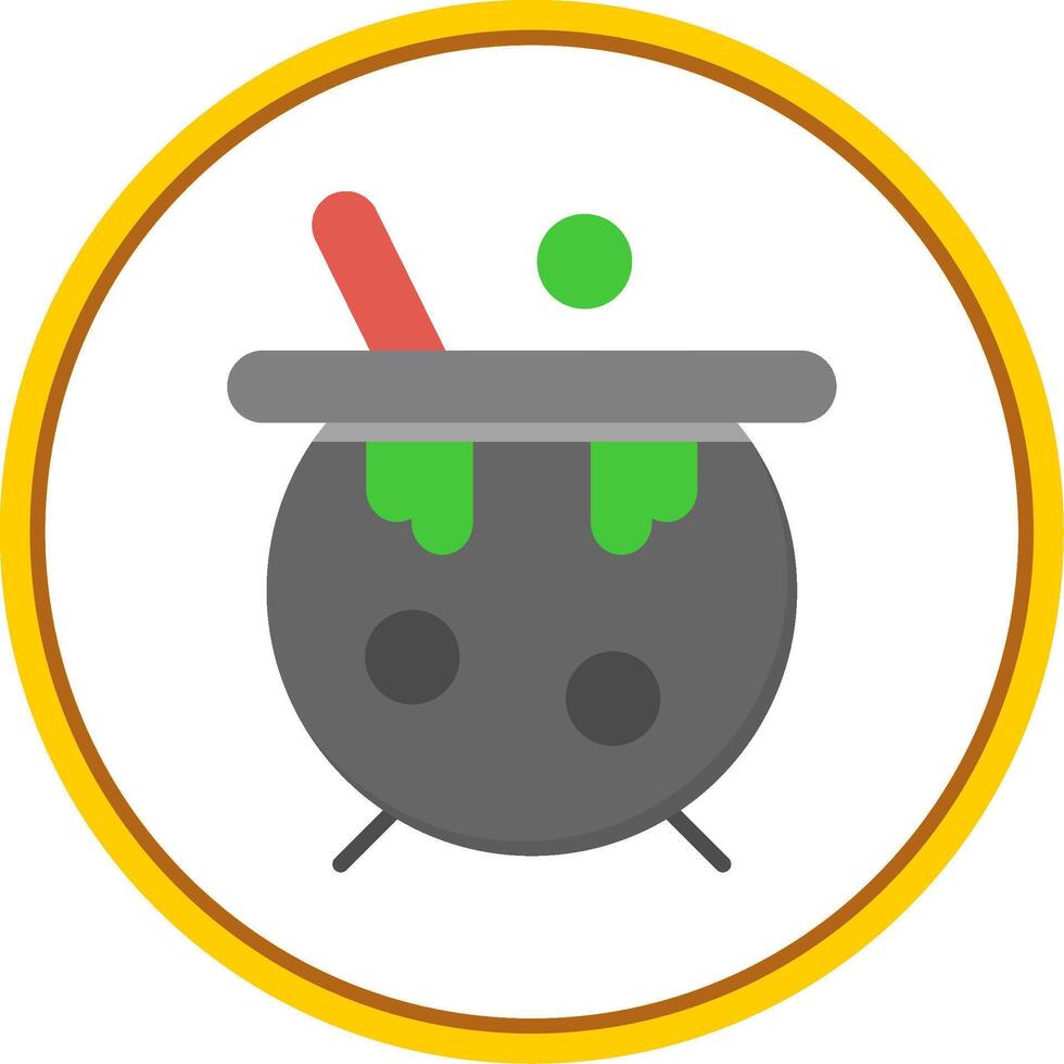 Cauldron Flat Circle Icon vector