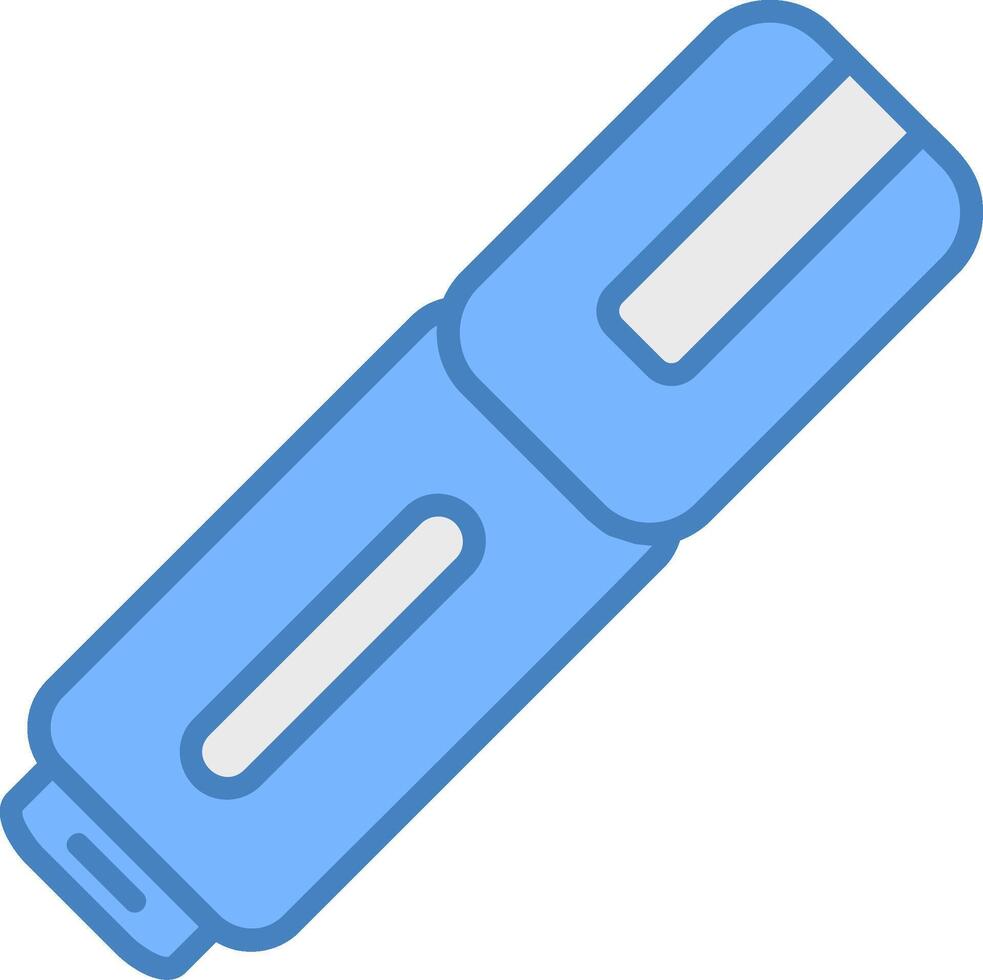 Highlighter Line Filled Blue Icon vector