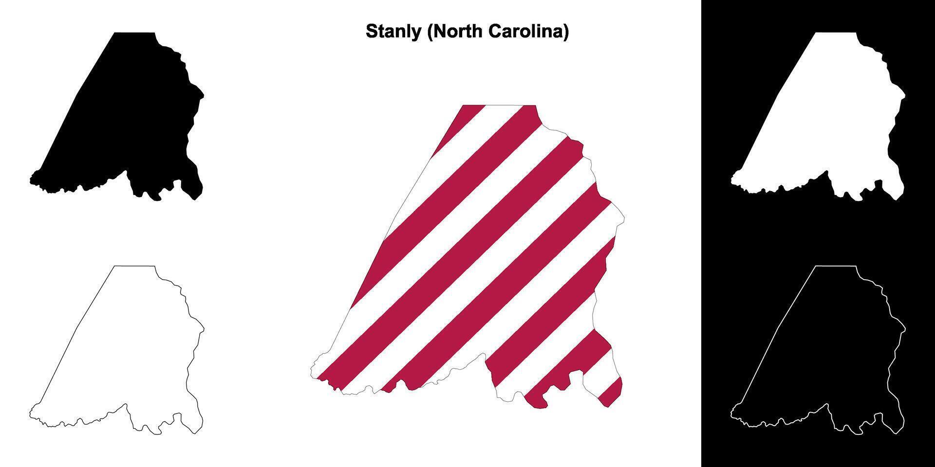 Stanly County, North Carolina outline map set vector